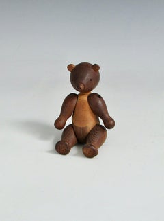 Small  Articulated Teak Bear Stamped Kay Bojeson