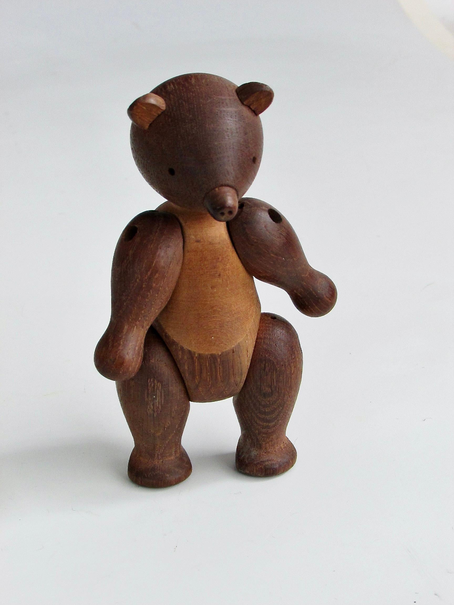 Wood Small  Articulated Teak Bear Stamped Kay Bojeson For Sale