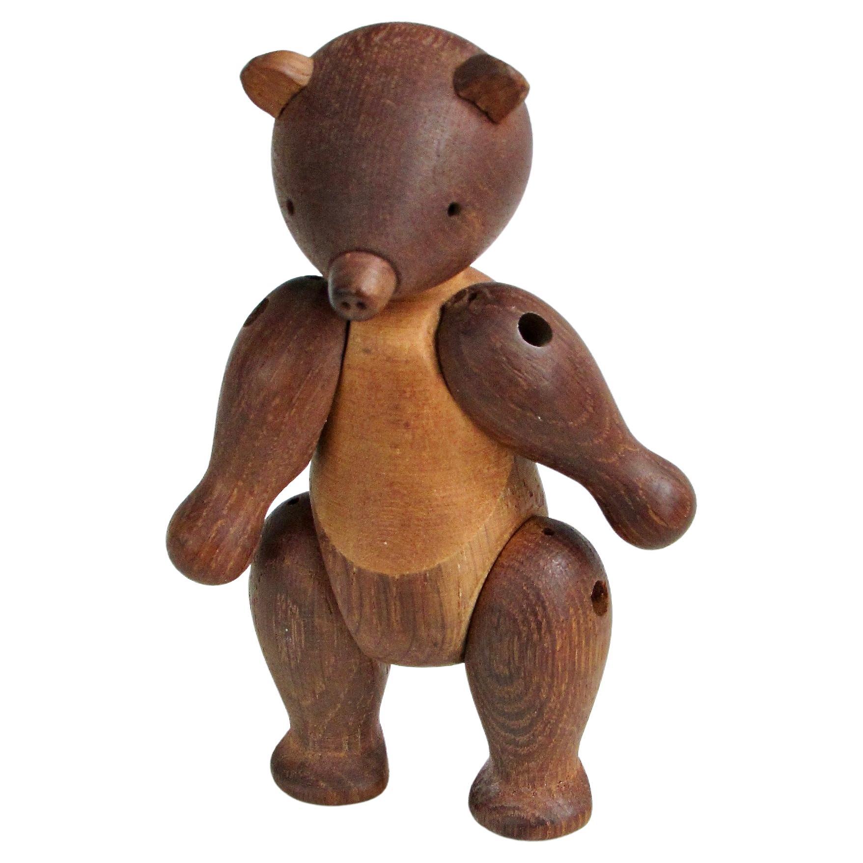 Small  Articulated Teak Bear Stamped Kay Bojeson
