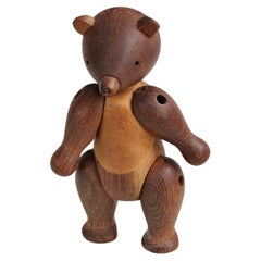 Small  Articulated Teak Bear Stamped Kay Bojeson