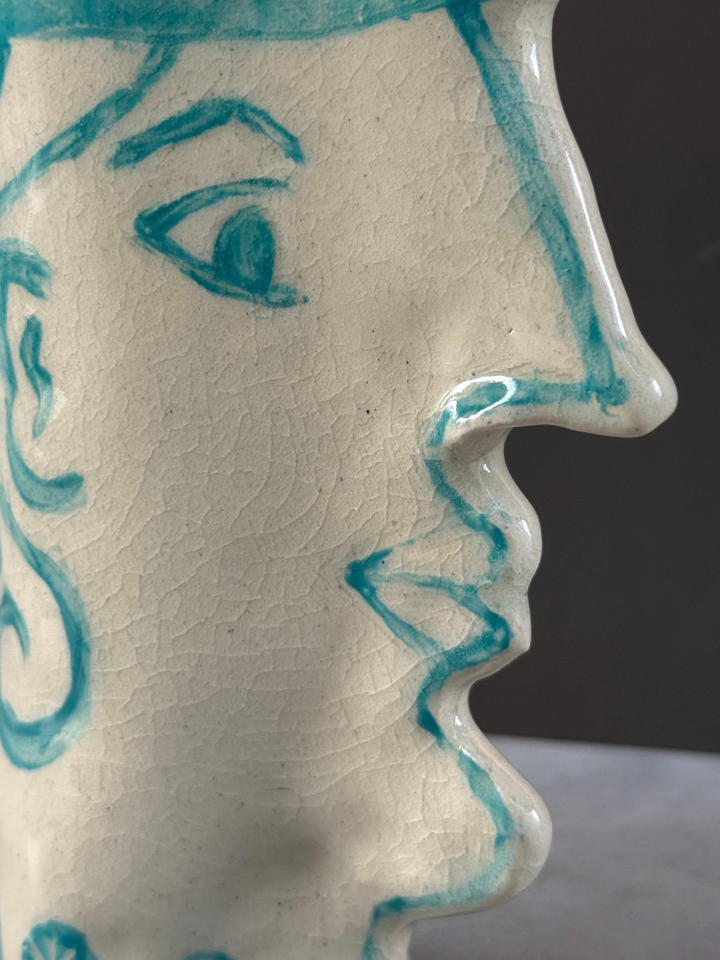 Americano Piccolo vaso artigianale a forma di faccia femminile in vendita