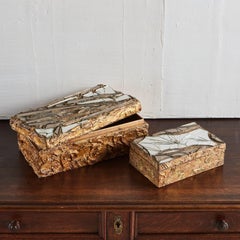 Small Artist Made Gold Leaf Wooden Box, France 1970s