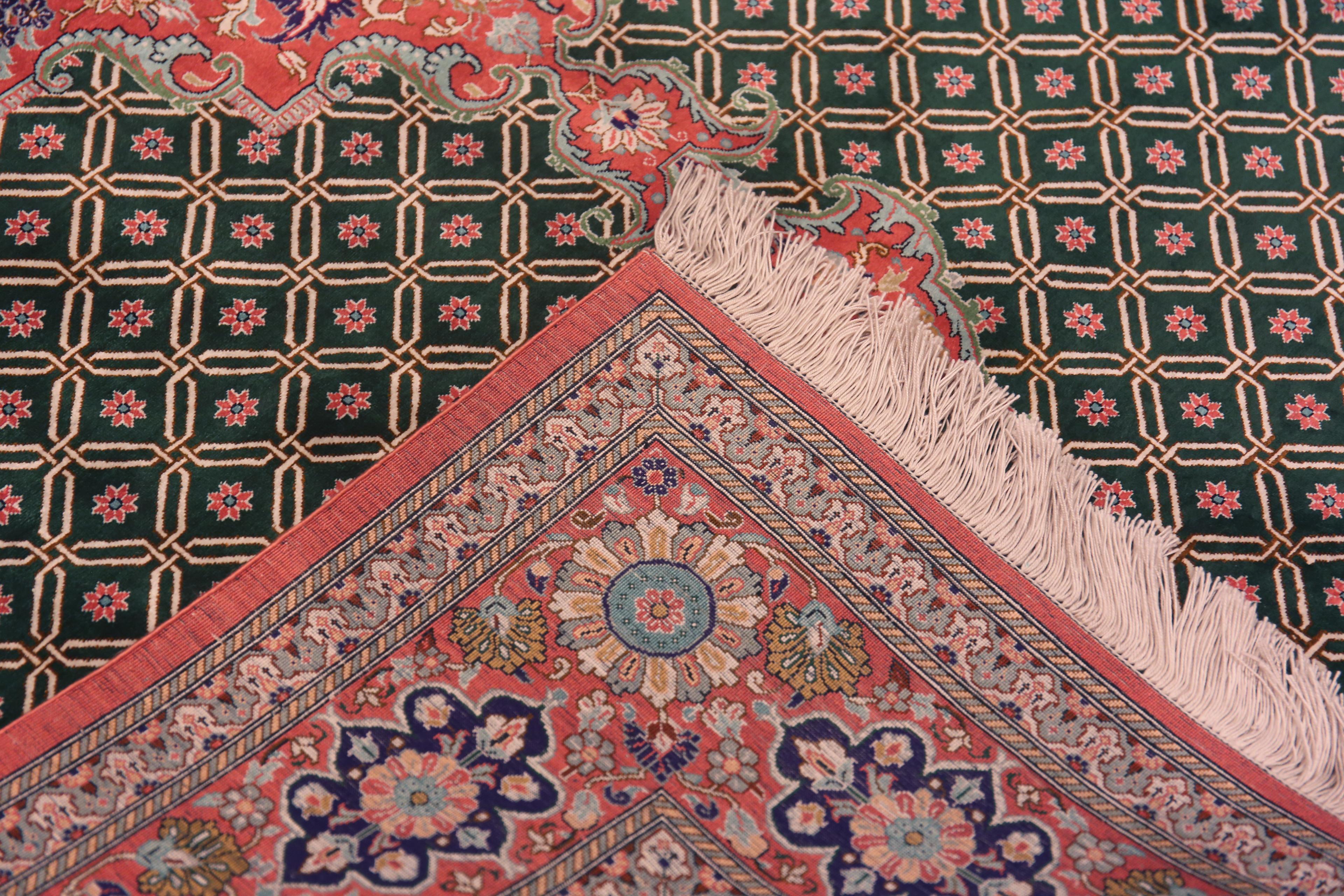 Tabriz Piccolo Tappeto in seta persiana Greene & Greene Greene Fine Luxurious Vintage Qum 4'4