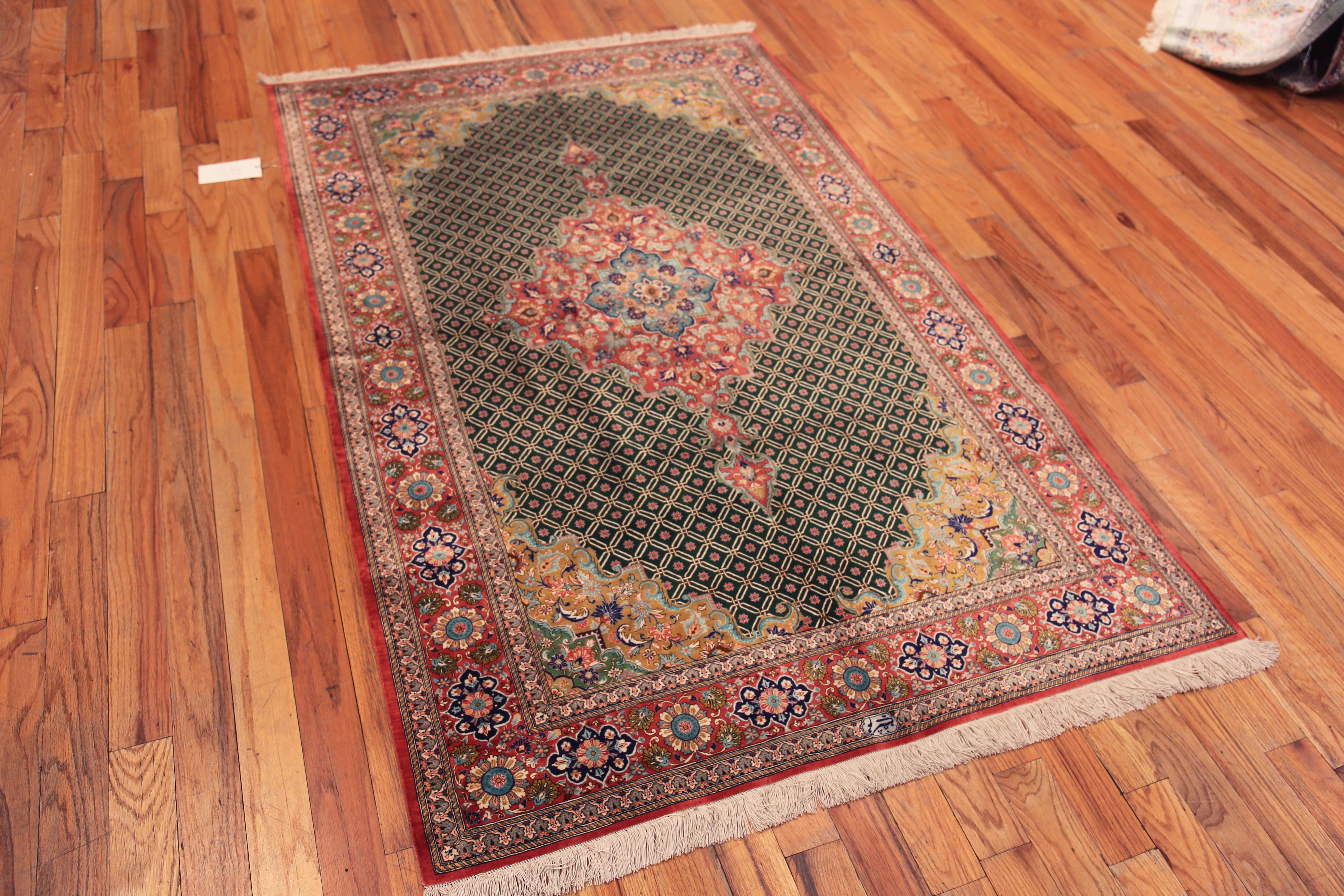 Persiano Piccolo Tappeto in seta persiana Greene & Greene Greene Fine Luxurious Vintage Qum 4'4