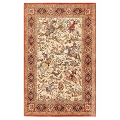 Petit tapis persan vintage luxueux et pictural de 3'3" x 5'1"