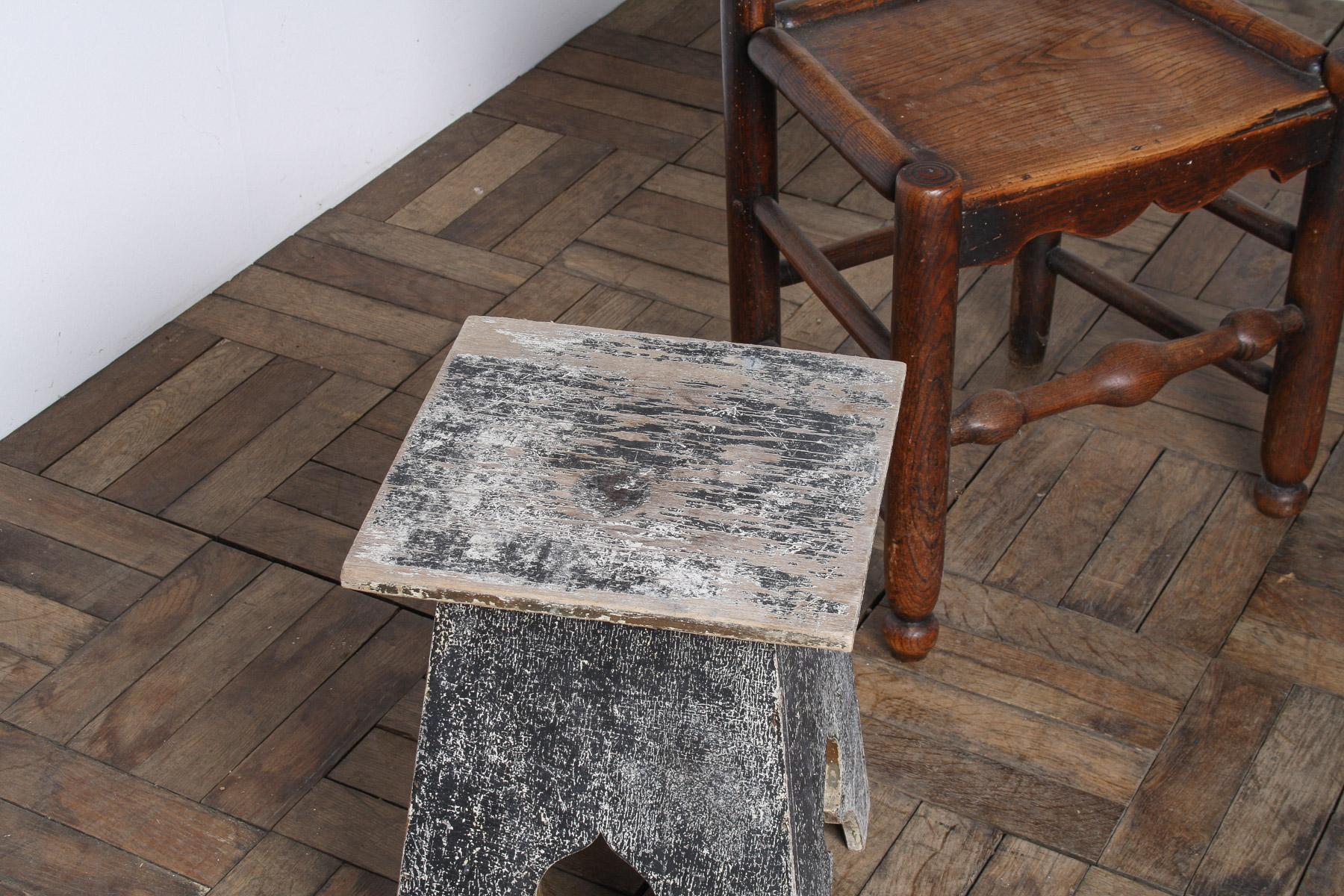 English Small Arts and Crafts Hand-Painted Side Table with Rustic Patina For Sale