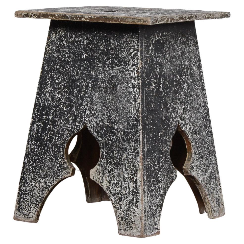 Small Arts and Crafts Hand-Painted Side Table with Rustic Patina