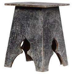 Small Arts and Crafts Hand-Painted Side Table with Rustic Patina