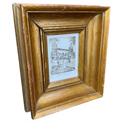 Petite œuvre d
art dans un cadre en bois doré du pont de la Tour de Londres