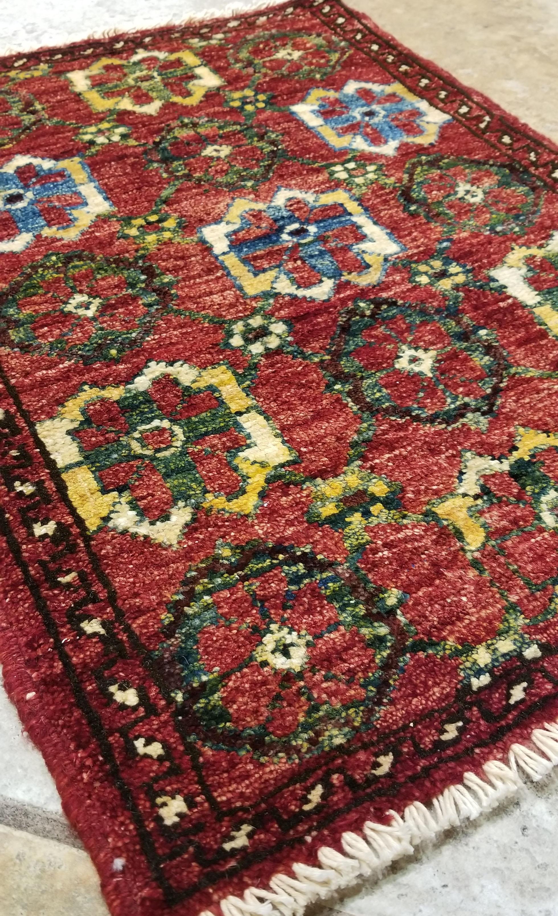 Contemporary Small Asian Bedside Carpet from Afghanistan, Colorful / 307 For Sale