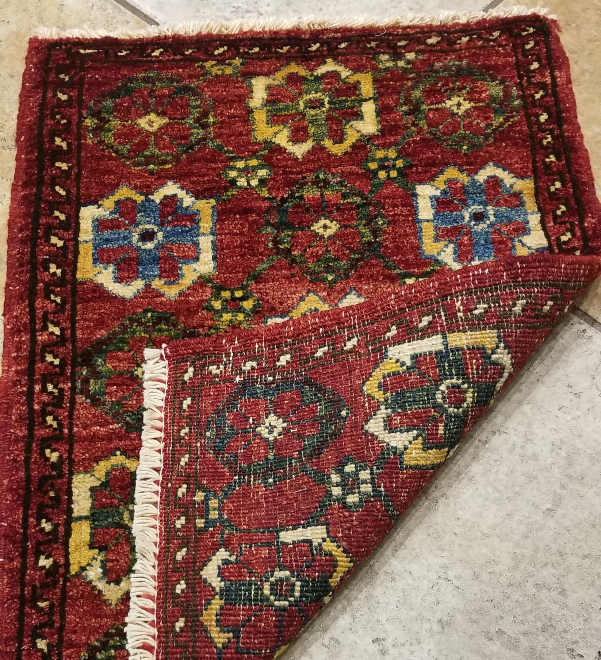 Wool Small Asian Bedside Carpet from Afghanistan, Colorful / 307 For Sale