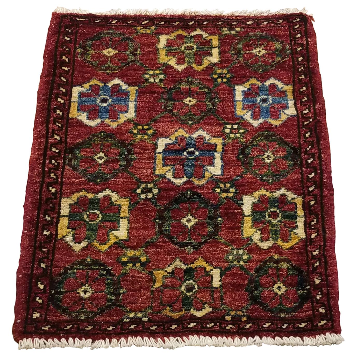 Small Asian Bedside Carpet from Afghanistan, Colorful / 307 For Sale