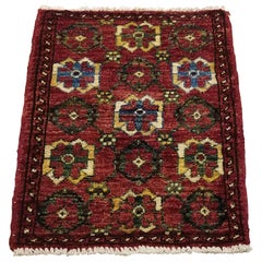 Small Asian Bedside Carpet from Afghanistan, Colorful / 307