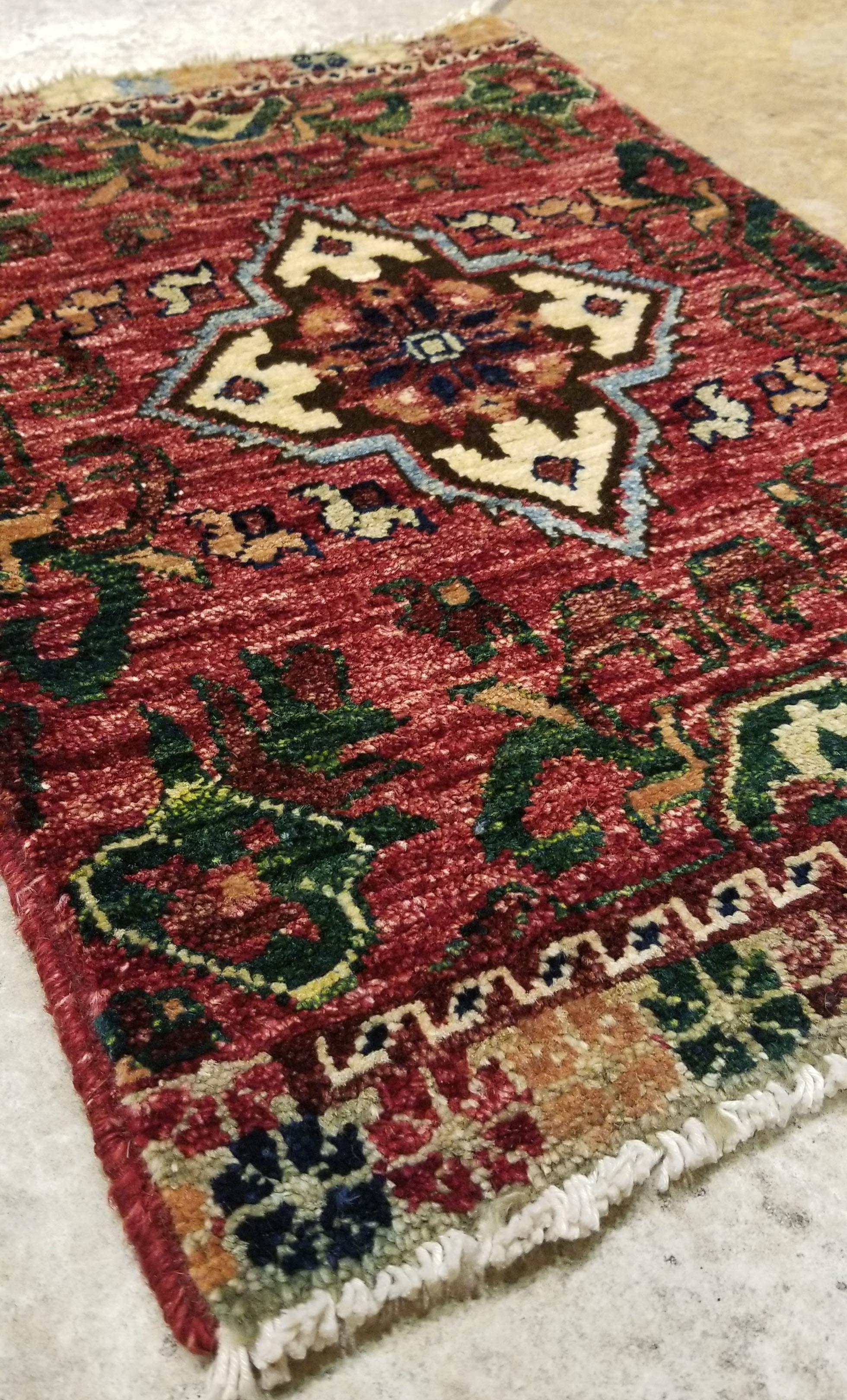 Contemporary Small Asian Bedside Carpet from Afghanistan, Colorful / 316 For Sale