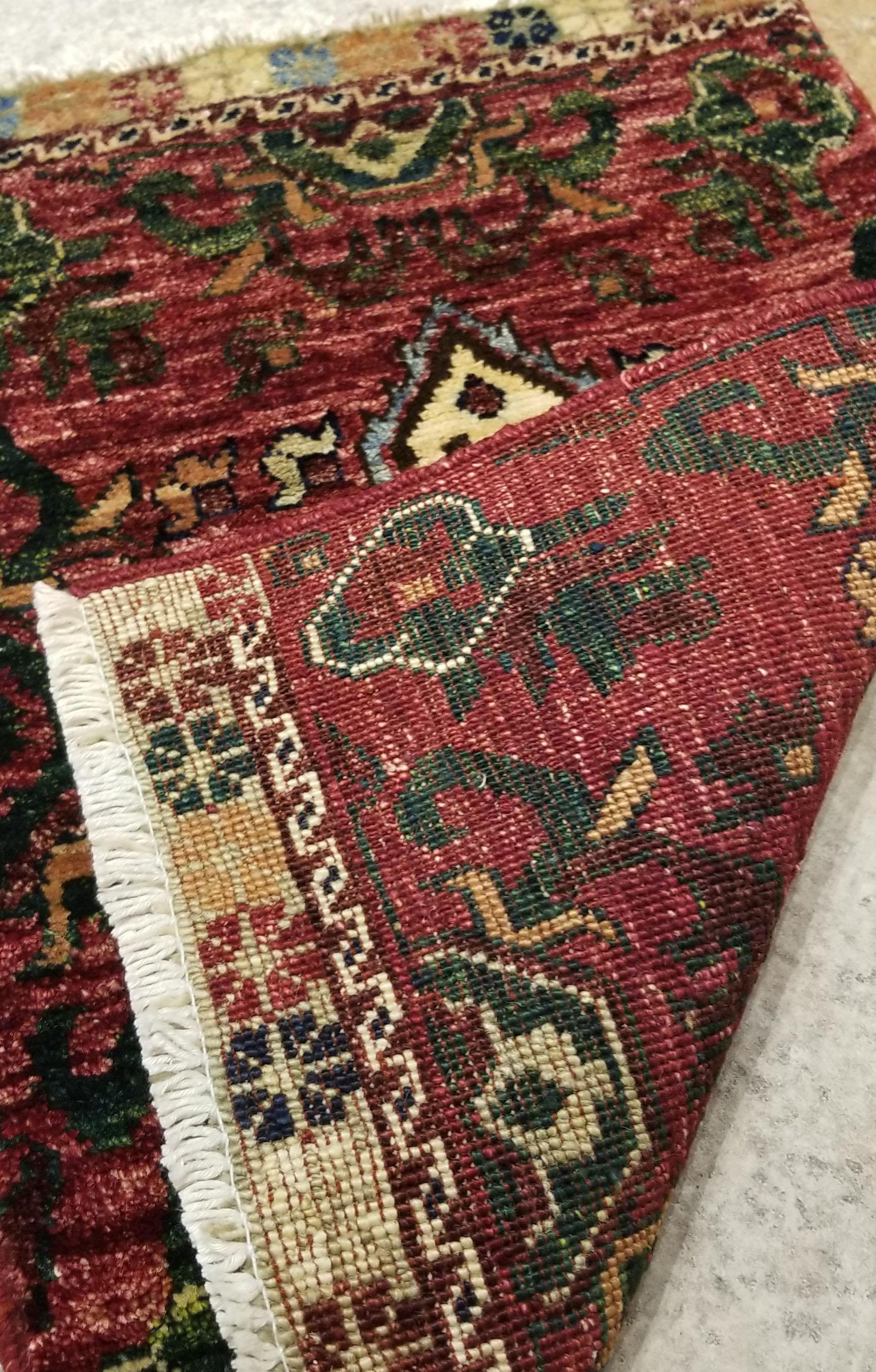 Wool Small Asian Bedside Carpet from Afghanistan, Colorful / 316 For Sale