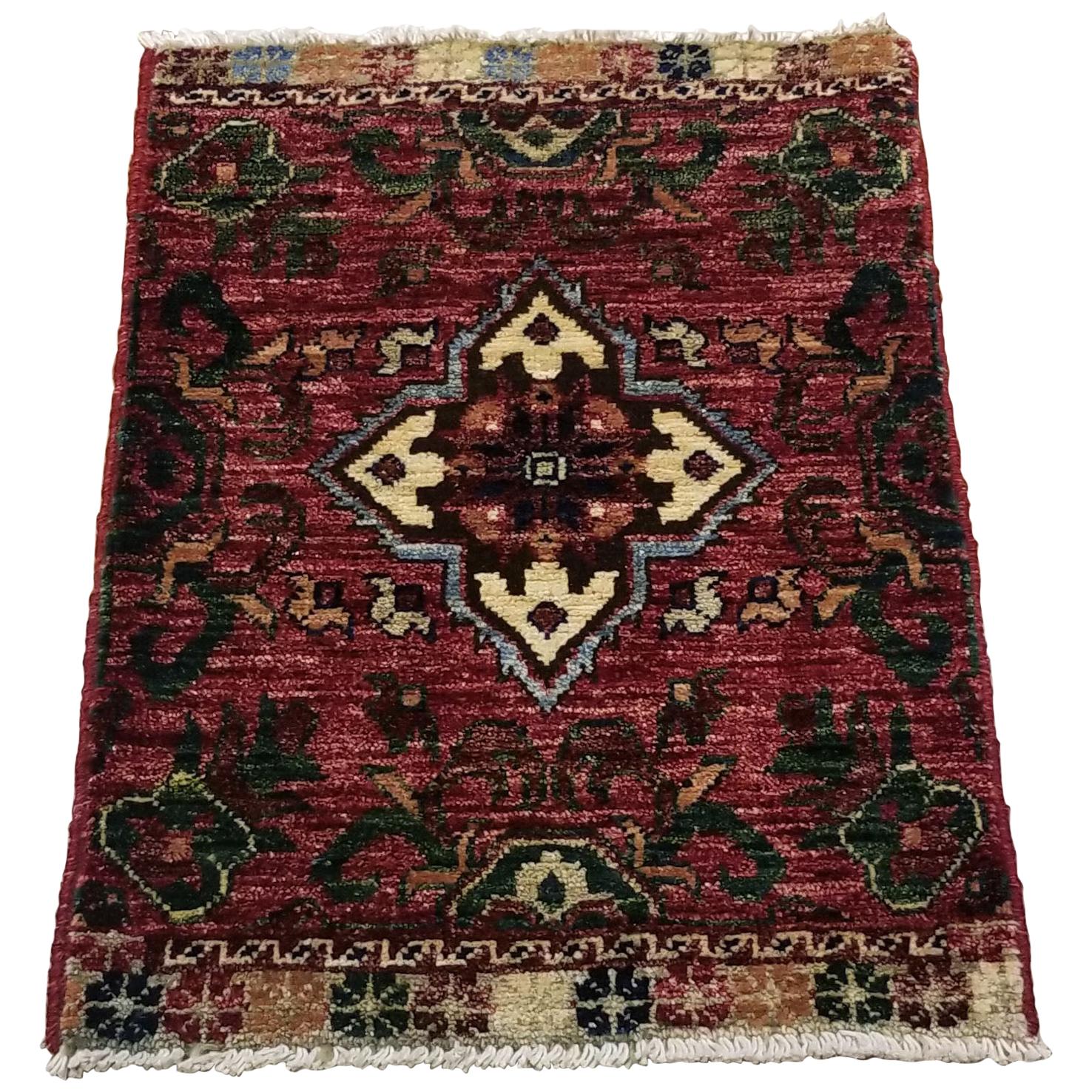 Small Asian Bedside Carpet from Afghanistan, Colorful / 316 For Sale