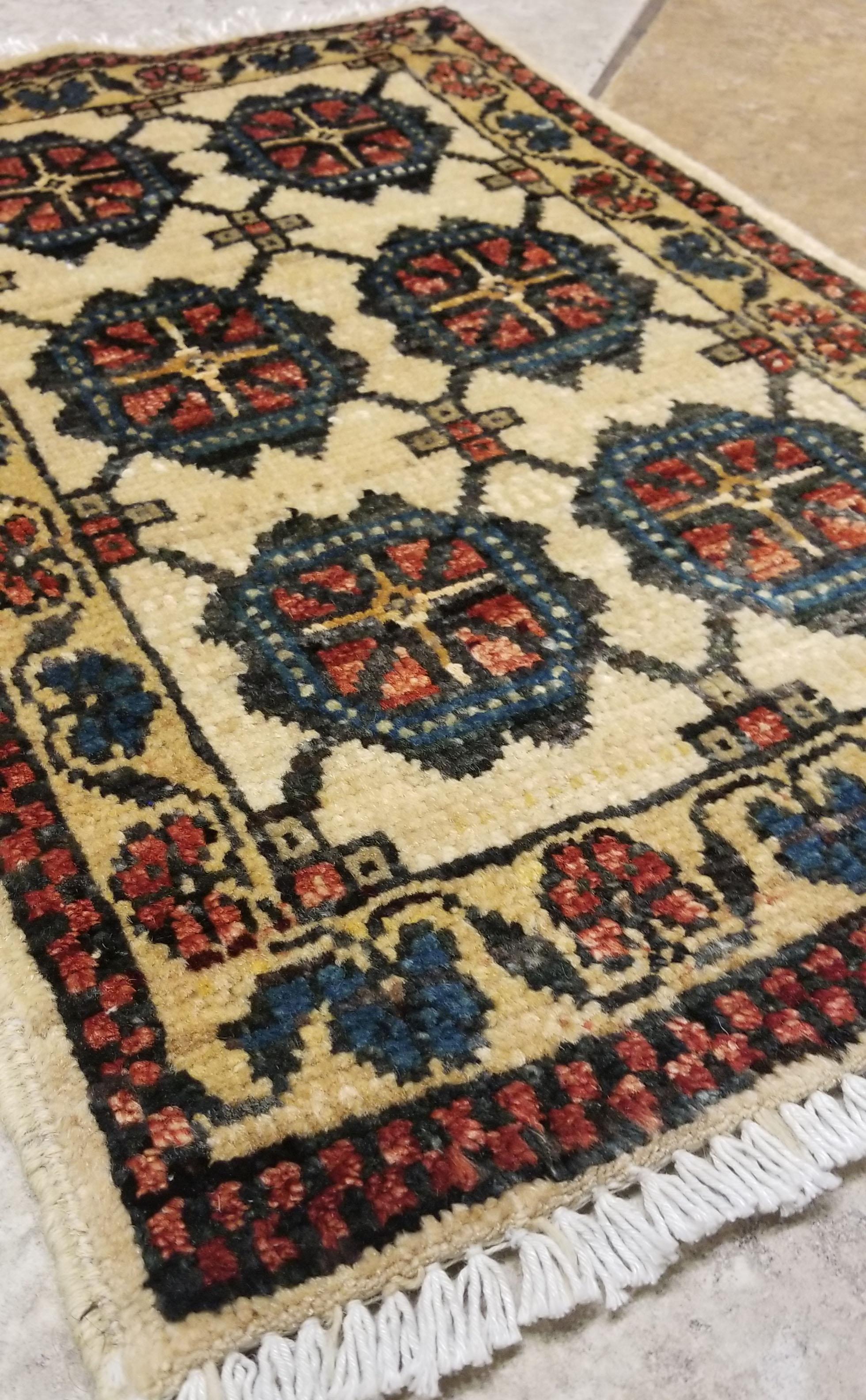 Contemporary Small Asian Bedside Carpet from Afghanistan, Colorful / 319 For Sale