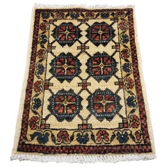 Small Asian Bedside Carpet from Afghanistan, Colorful / 319