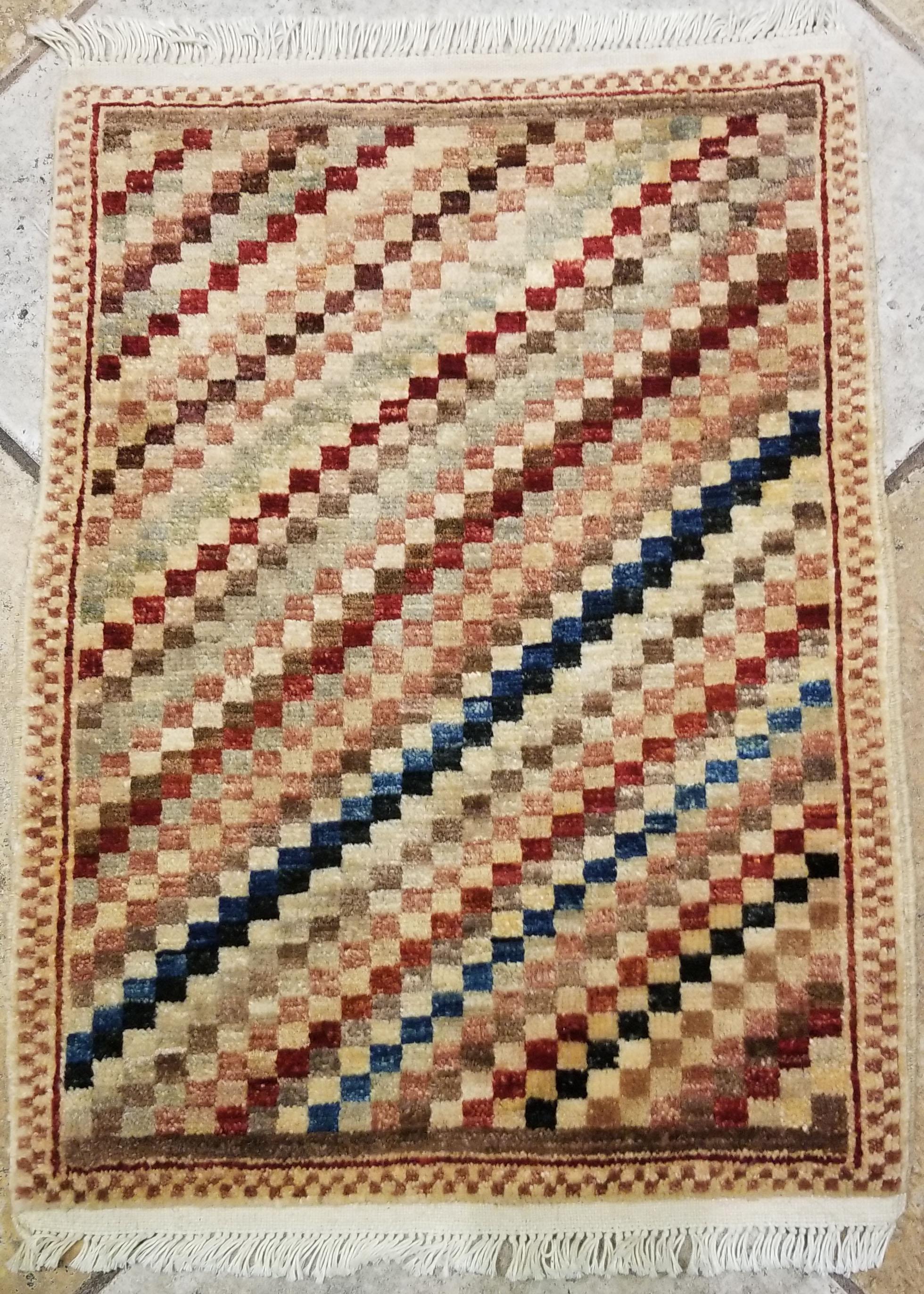 Hand-Woven Small Asian Bedside Carpet from Afghanistan, Colorful / 321 For Sale