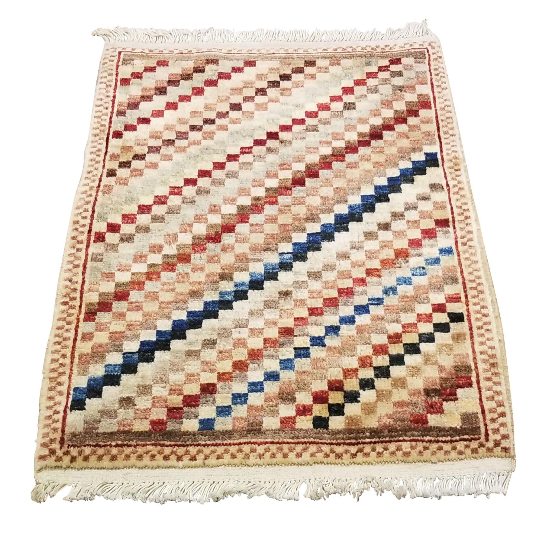 Small Asian Bedside Carpet from Afghanistan, Colorful / 321 For Sale