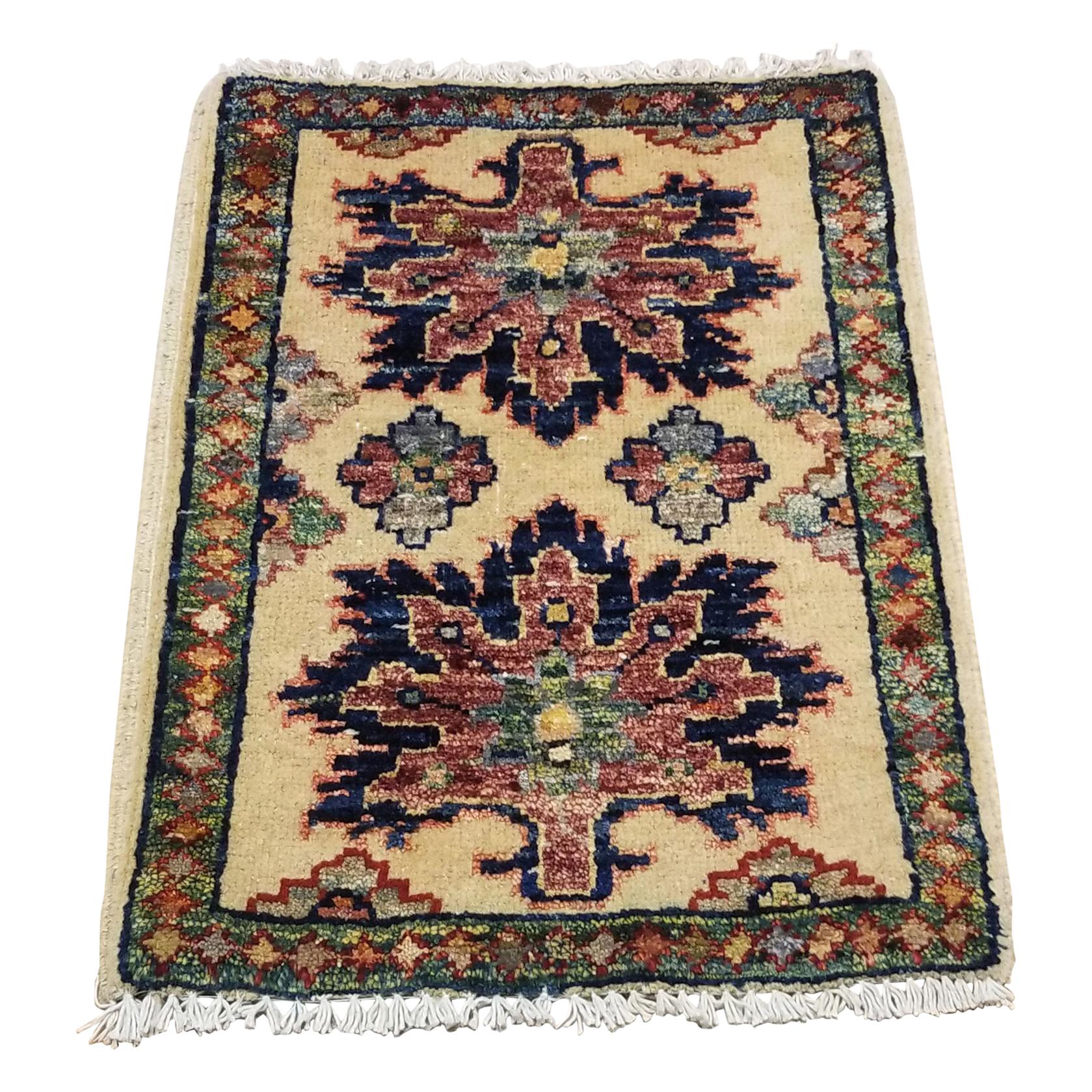Small Asian Bedside Rug from Afghanistan, Colorful / 315 For Sale
