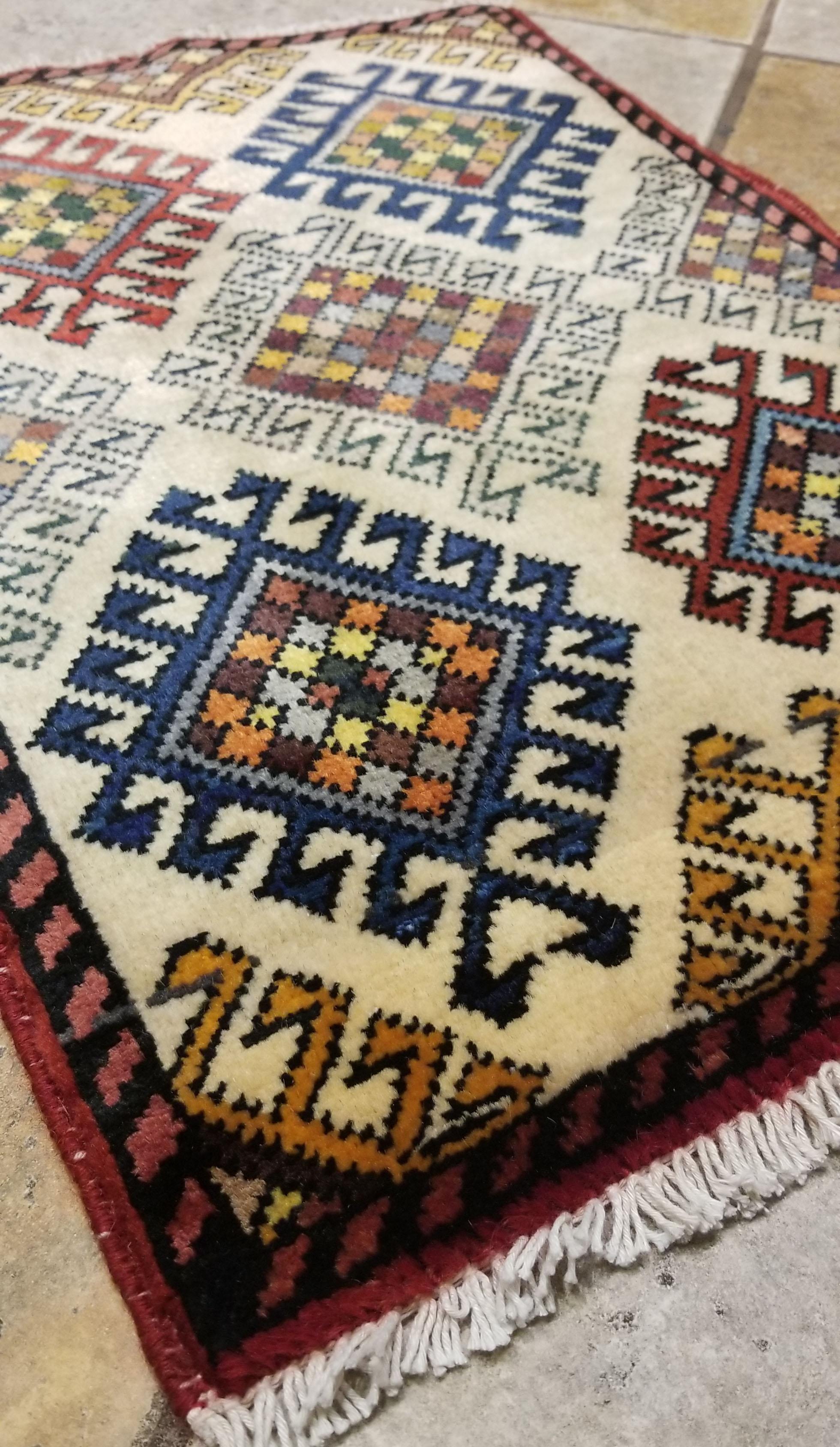 Contemporary Small Asian Bedside Rug from Afghanistan, Colorful / 324 For Sale