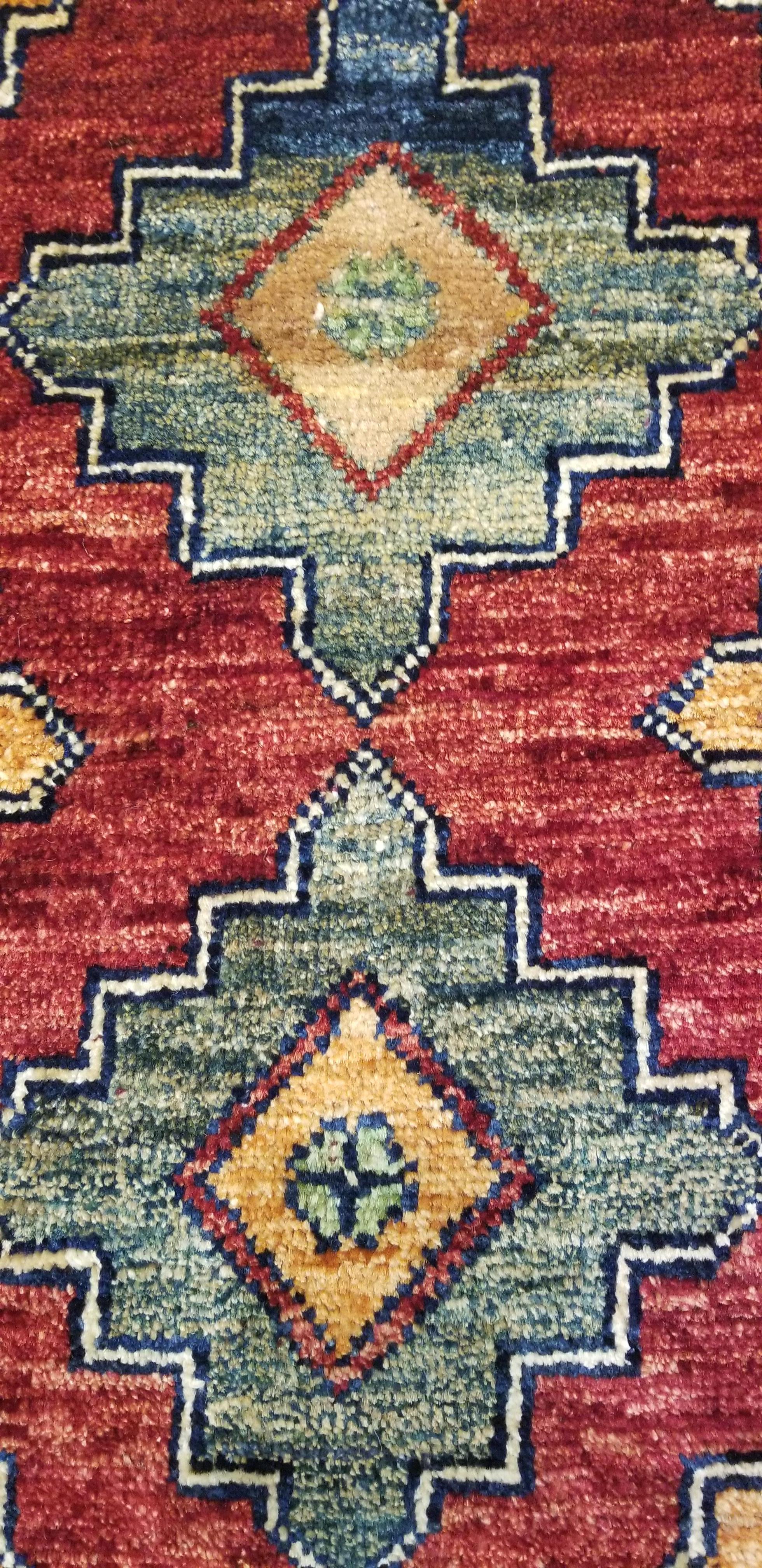 Hand-Woven Small Asian Bedside Rug from Afghanistan, Colorful / 327 For Sale