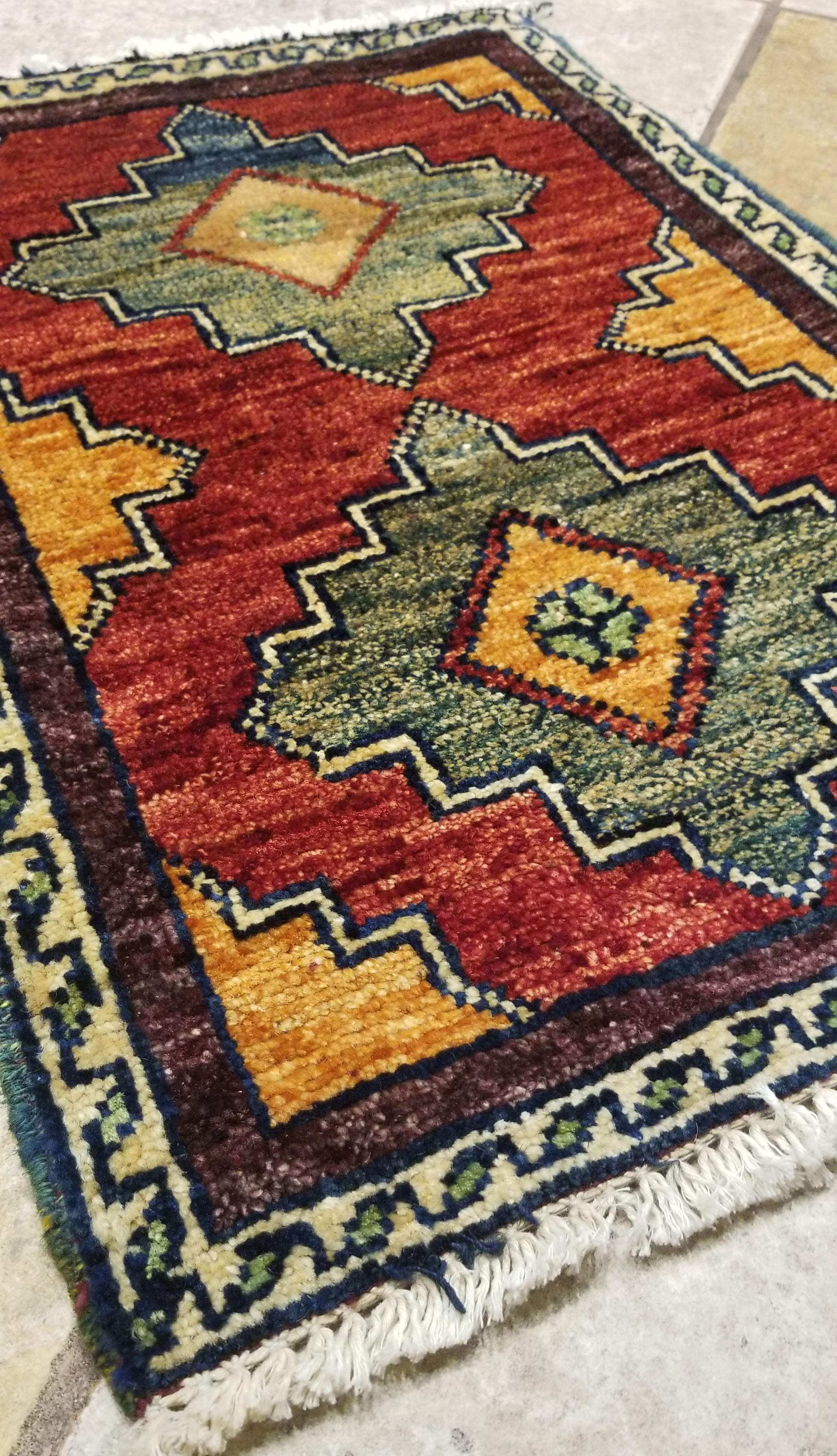 Small Asian Bedside Rug from Afghanistan, Colorful / 327 In New Condition For Sale In Orlando, FL
