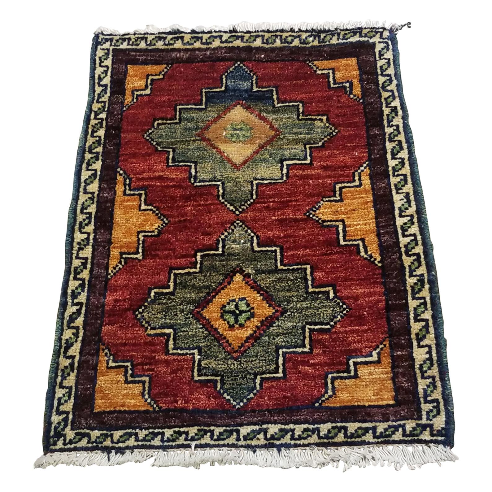 Small Asian Bedside Rug from Afghanistan, Colorful / 327 For Sale