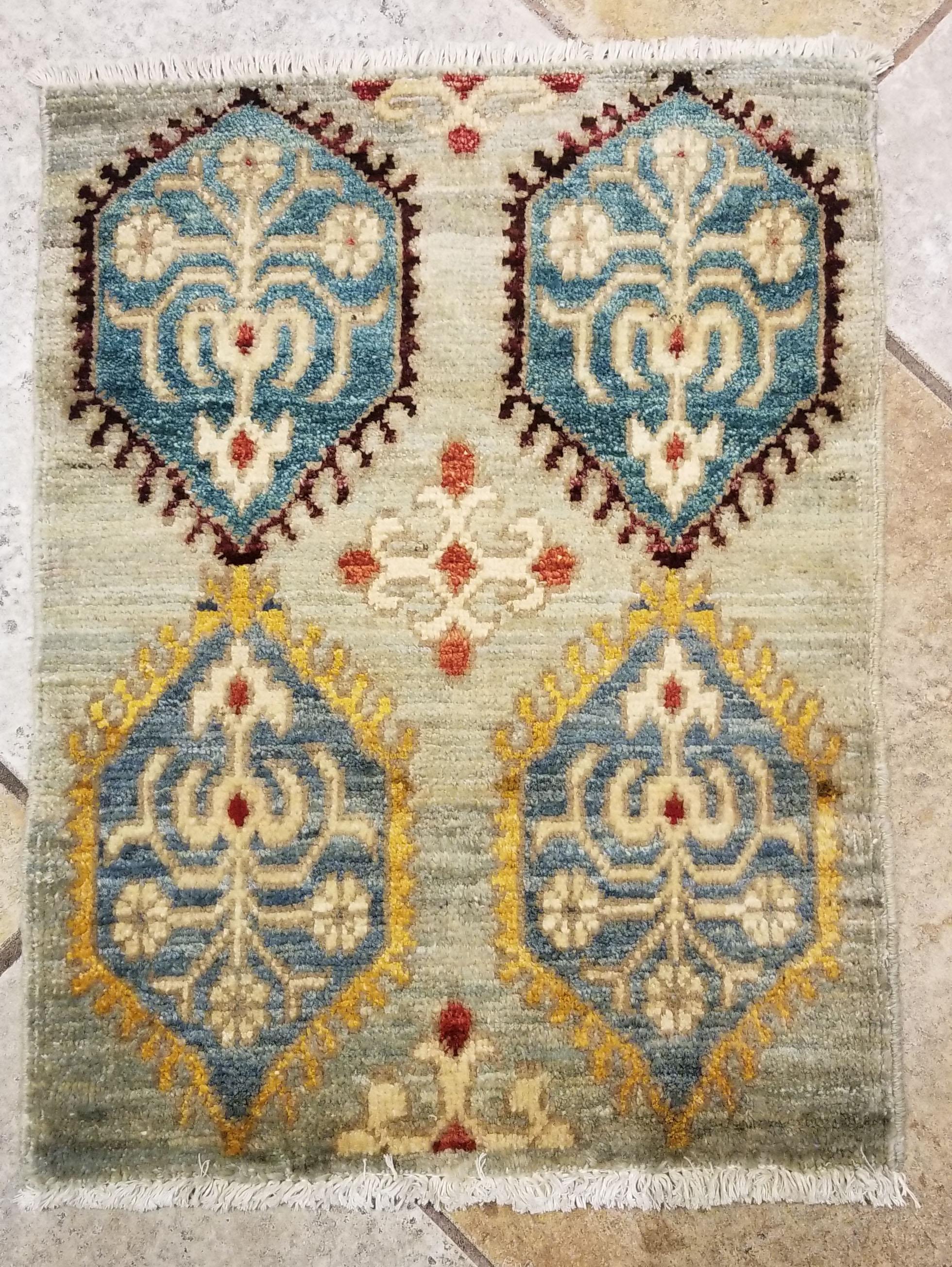 Hand-Woven Small Asian Bedside Rug from Afghanistan, Colorful / 328 For Sale