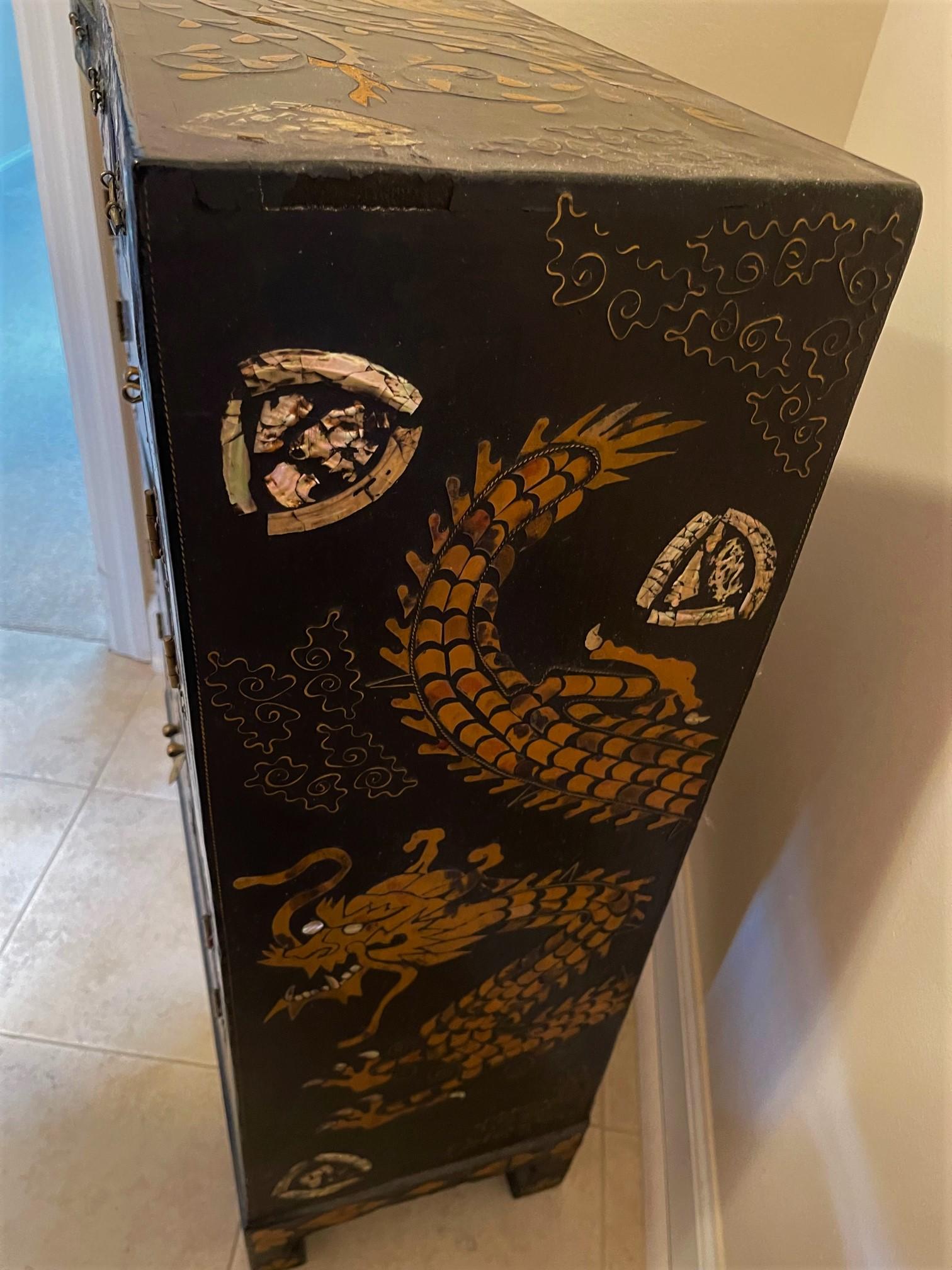 Small Asian Chinoiserie Painted Cabinet, Late 19th Century 8