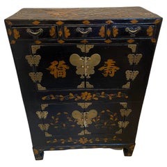 Small Asian Chinoiserie Painted Cabinet, Late 19th Century