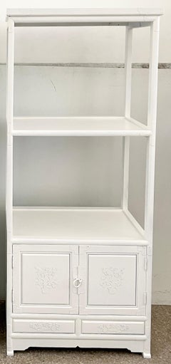 Small Asian Etagere With Lower Cabinet in Fresh White Lacquer