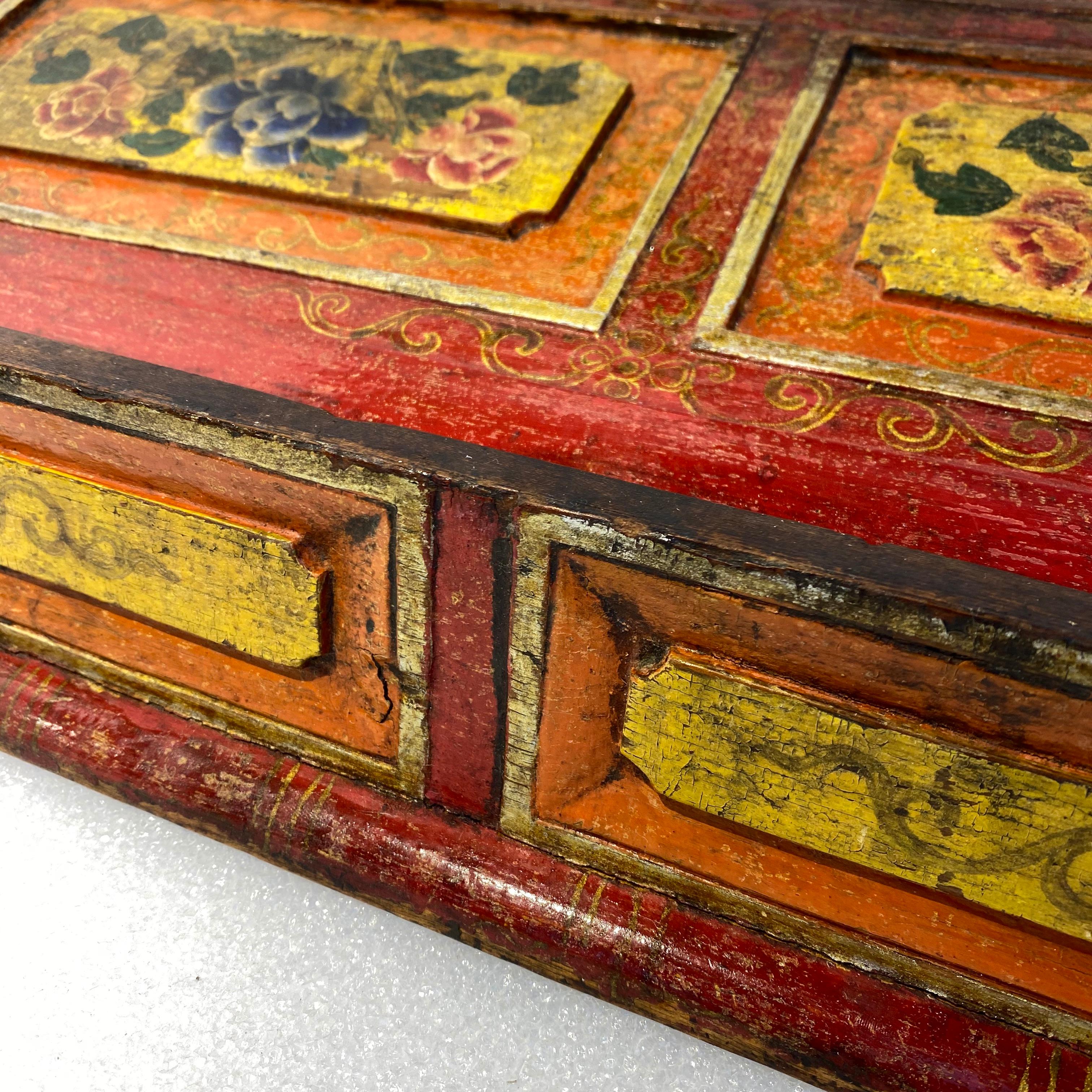 Small Asian Red And Yellow Painted Folk Art Desk-Top Writing Desk 2