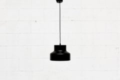 1960s Swedish Hat-Shaped Pendant Lamp by Ateljé Lyktan in Black Enamel