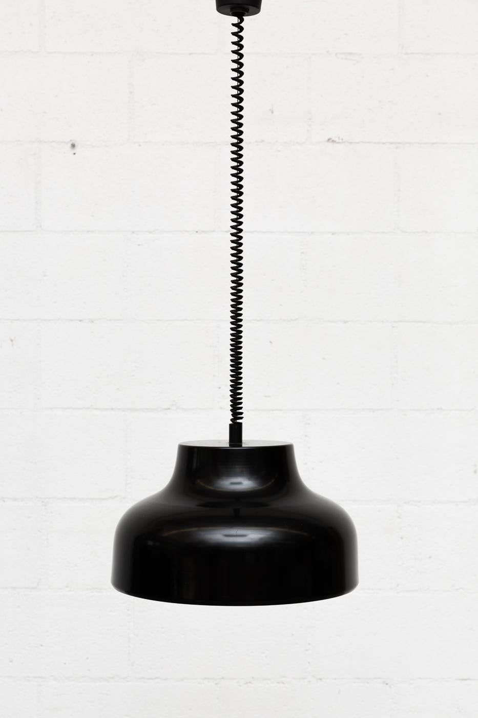 Small Audrey Hepburn's Hat Shaped Black Sweedish Pendant Lamp w/ Cream Interior In Good Condition For Sale In Los Angeles, CA