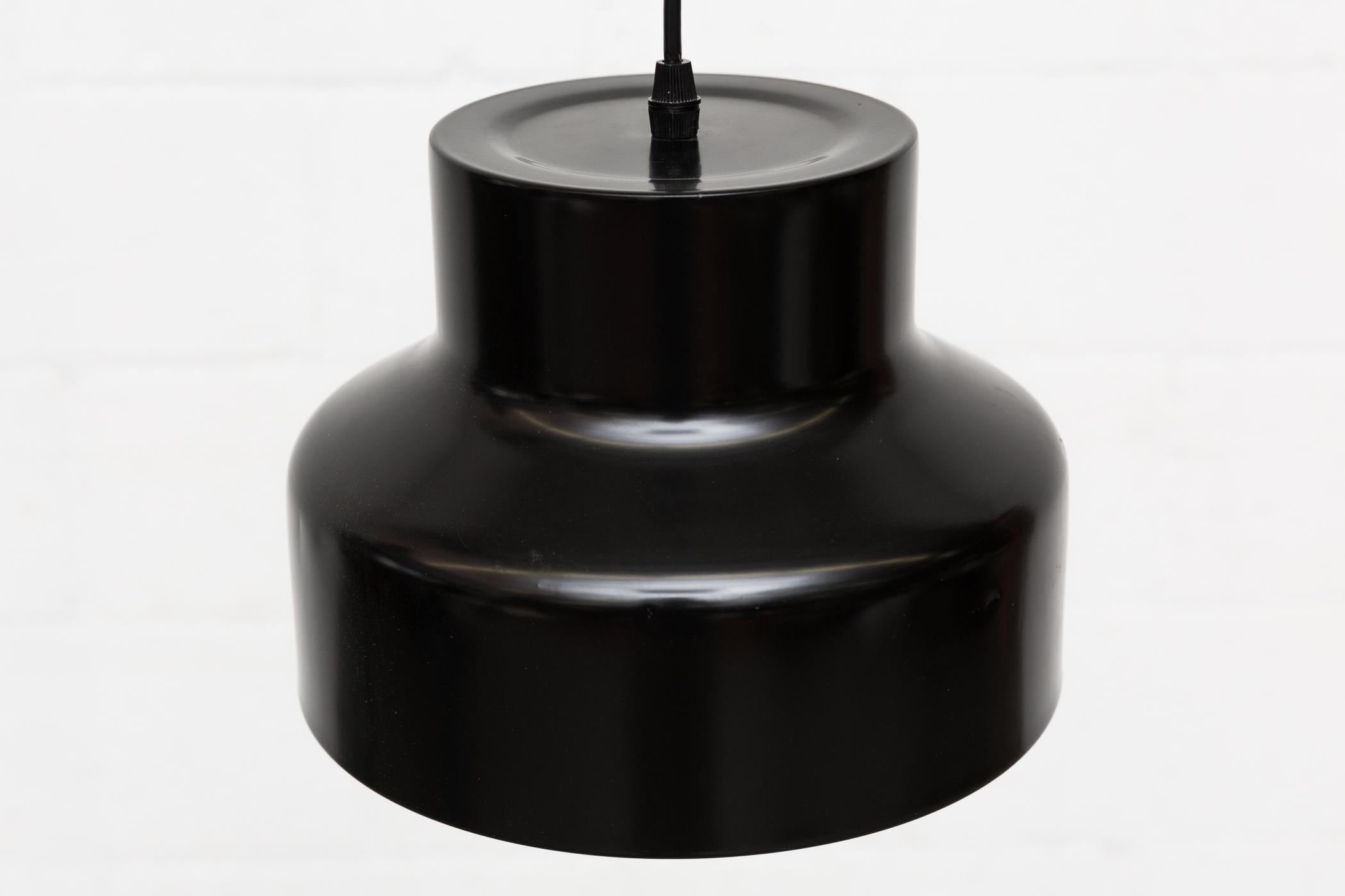 Metal Small Audrey Hepburn's Hat Shaped Black Sweedish Pendant Lamp w/ Cream Interior For Sale