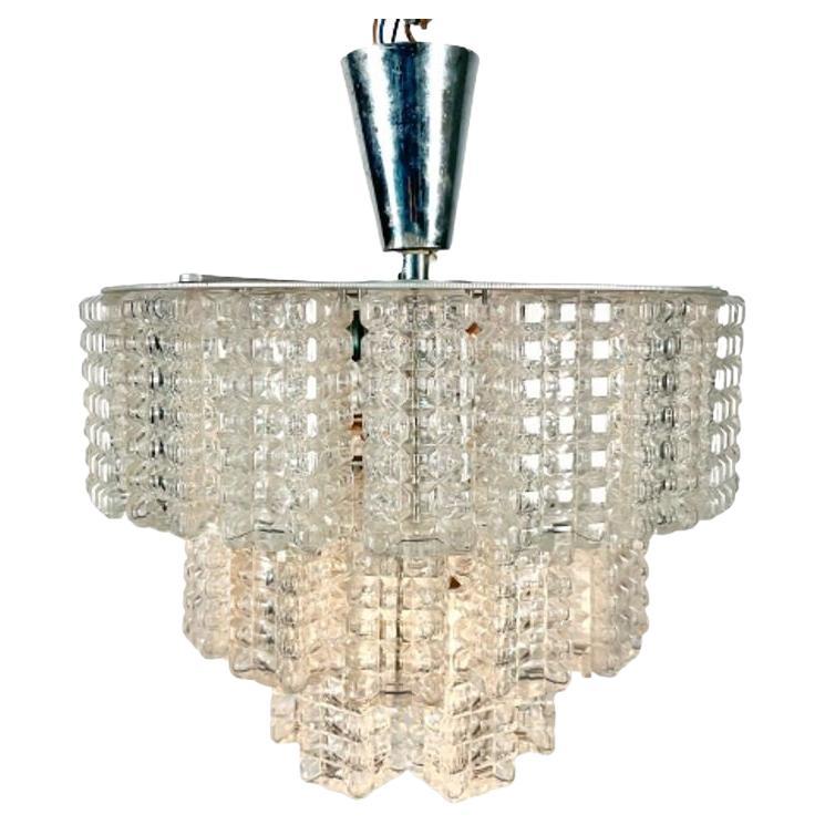 Small Austrian Mid-Century Modern Chandelier / Pendant by Kalmar, Three-Tier