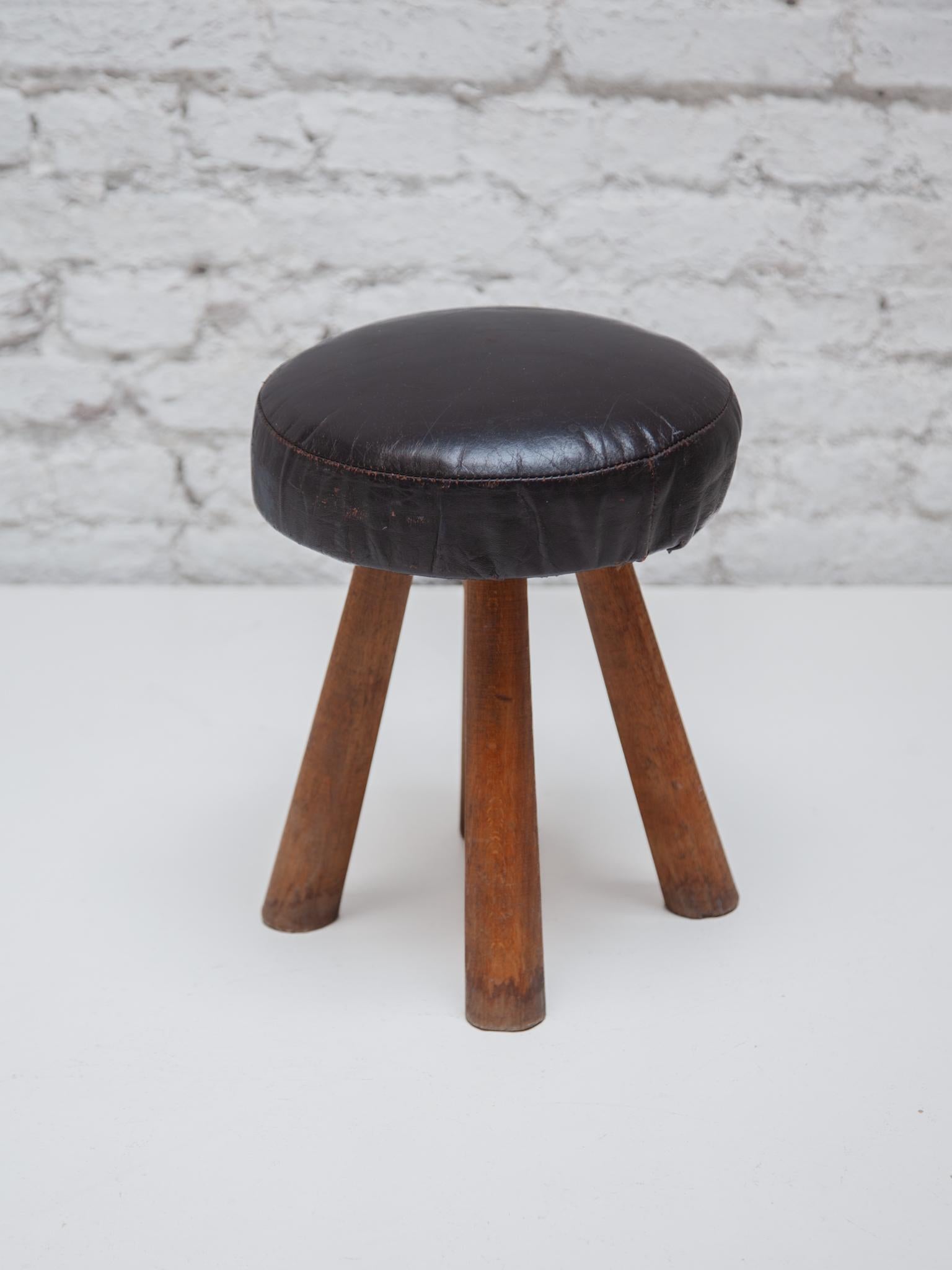 Hand-Crafted Small Authentic Stool, France 1930s