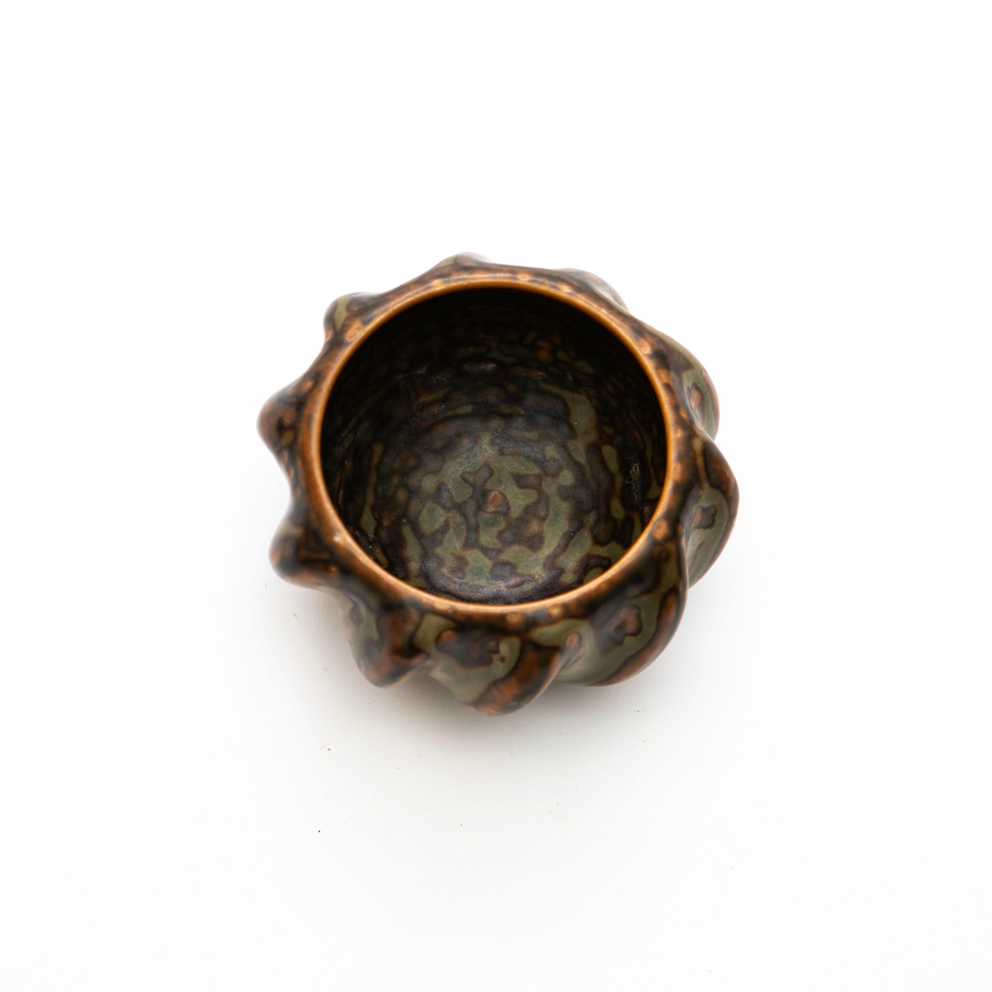 Modern Small Axel Salto Stoneware Bowl no. 20681 with Sung Glaze for Royal Copenhagen