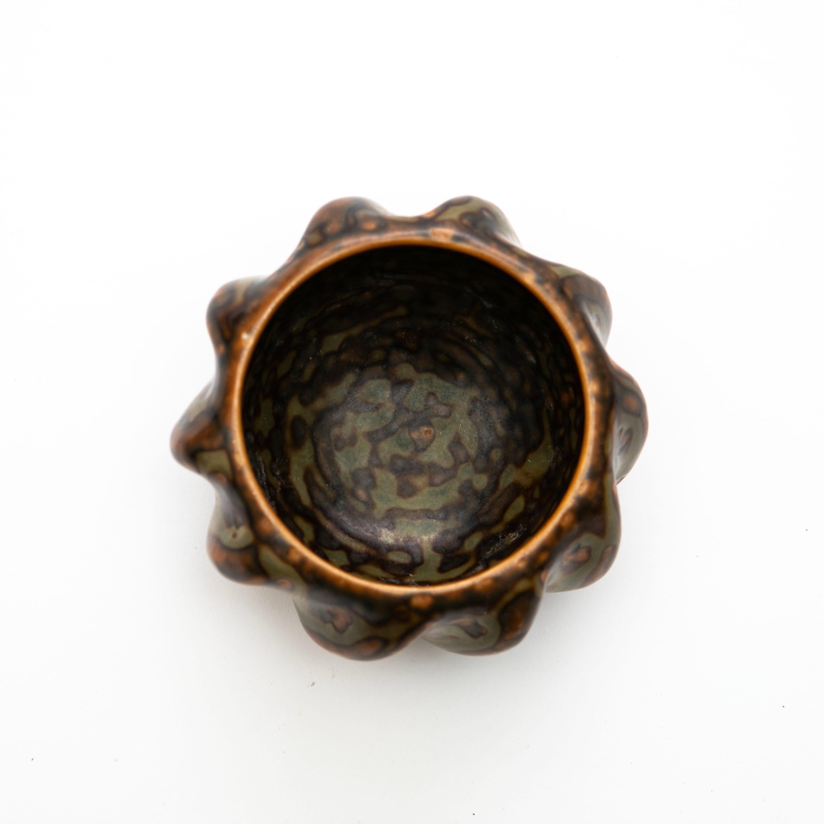 Glazed Small Axel Salto Stoneware Bowl no. 20681 with Sung Glaze for Royal Copenhagen