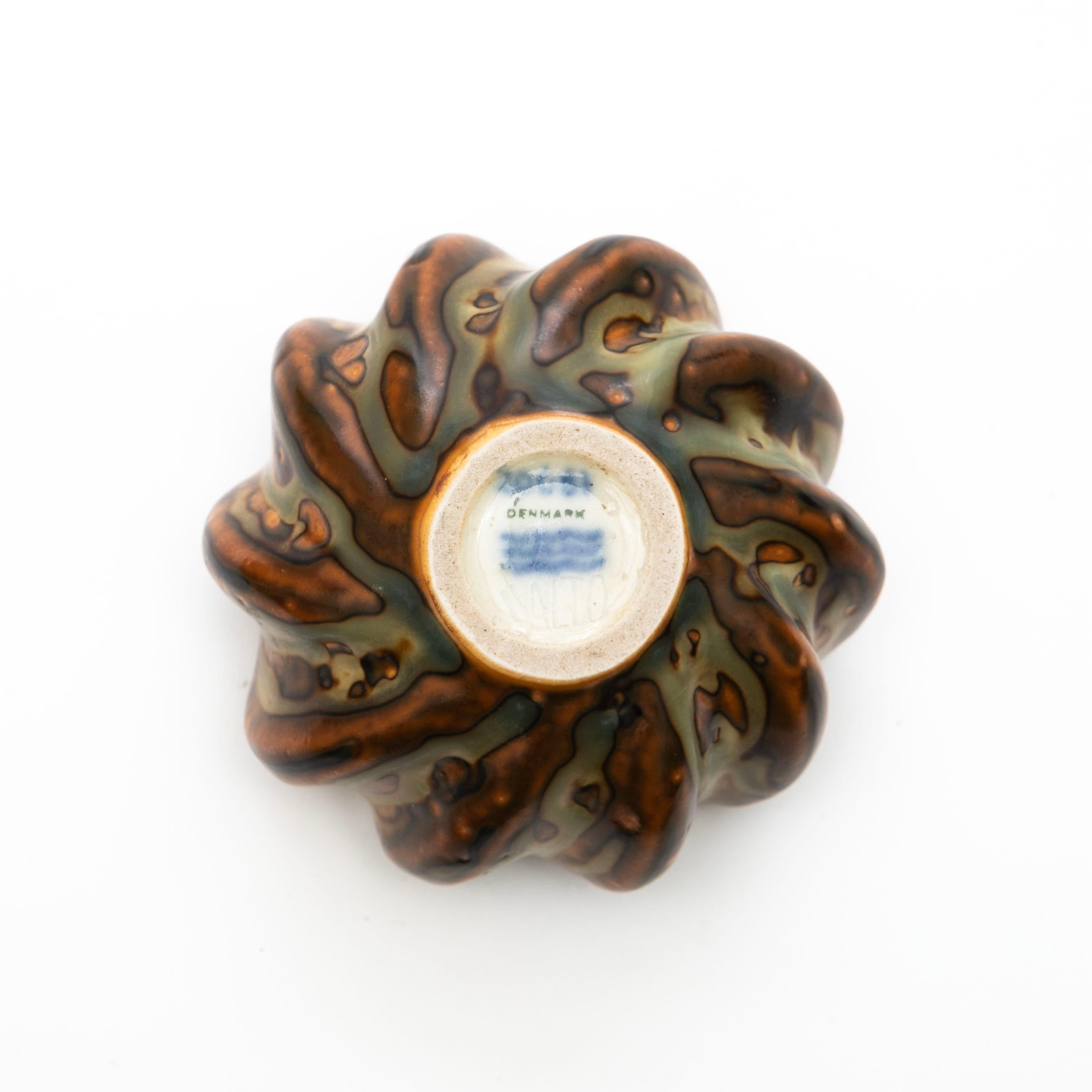 Small Axel Salto Stoneware Bowl no. 20681 with Sung Glaze for Royal Copenhagen In Good Condition In Kastrup, DK