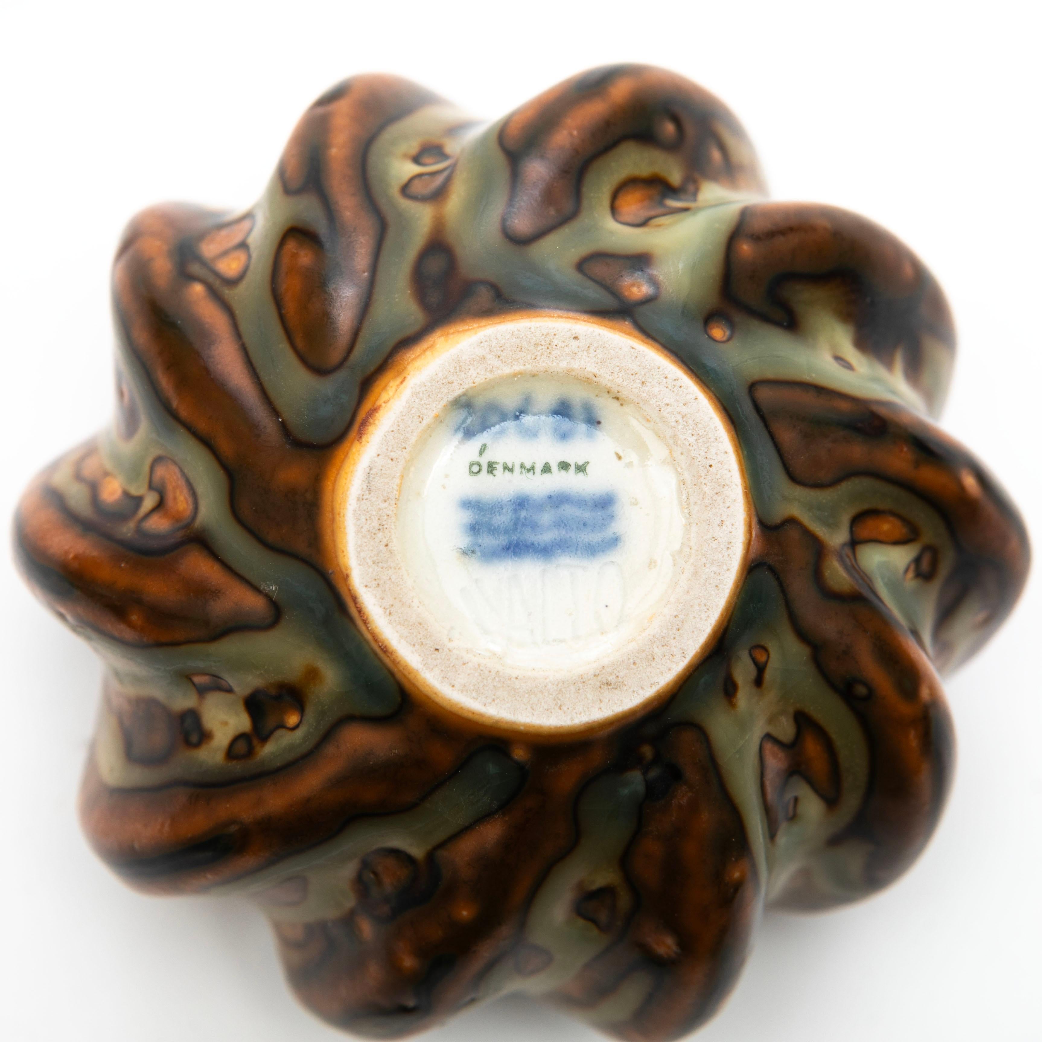 20th Century Small Axel Salto Stoneware Bowl no. 20681 with Sung Glaze for Royal Copenhagen