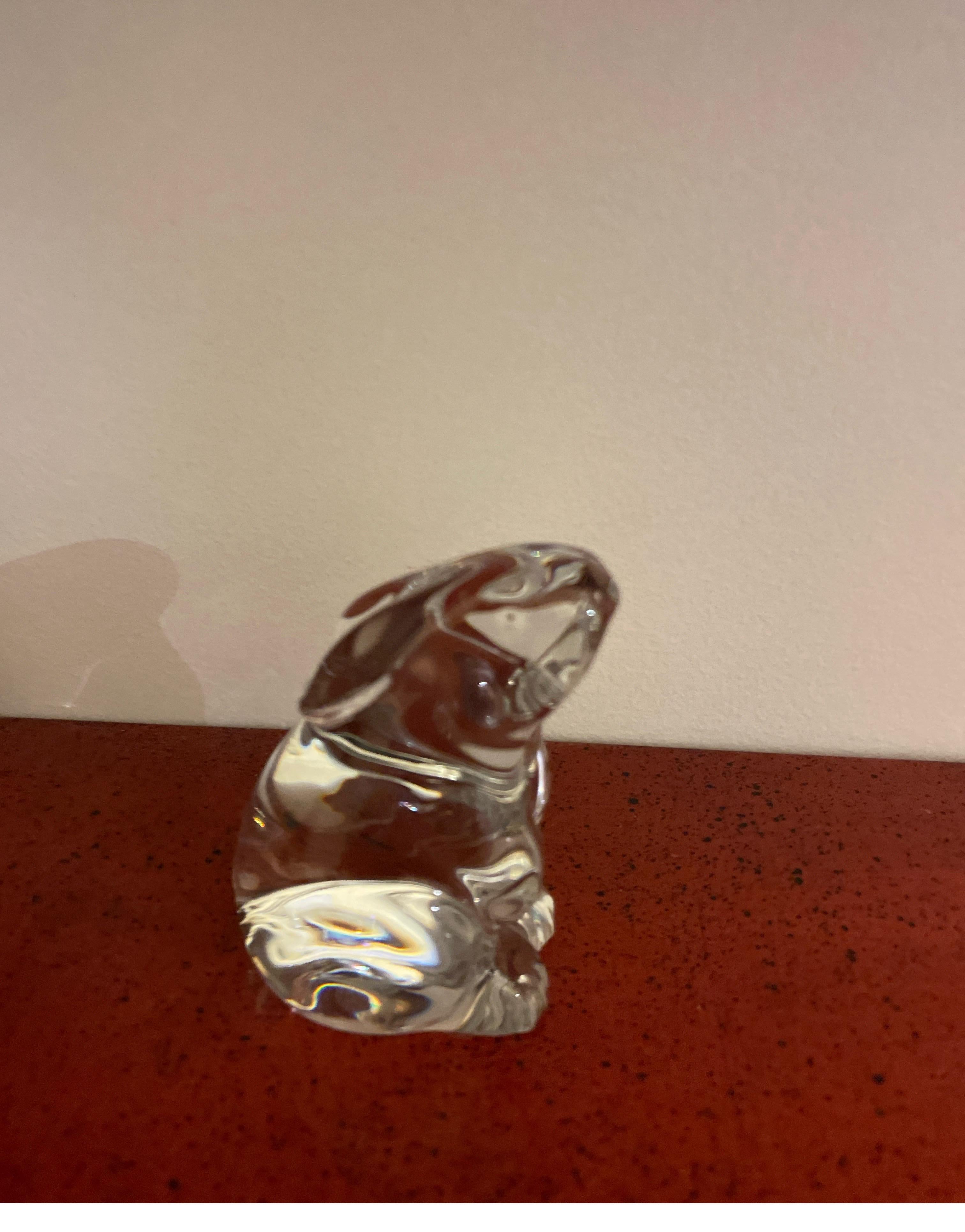 French Small Baccarat Crystal Bunny Figurine For Sale