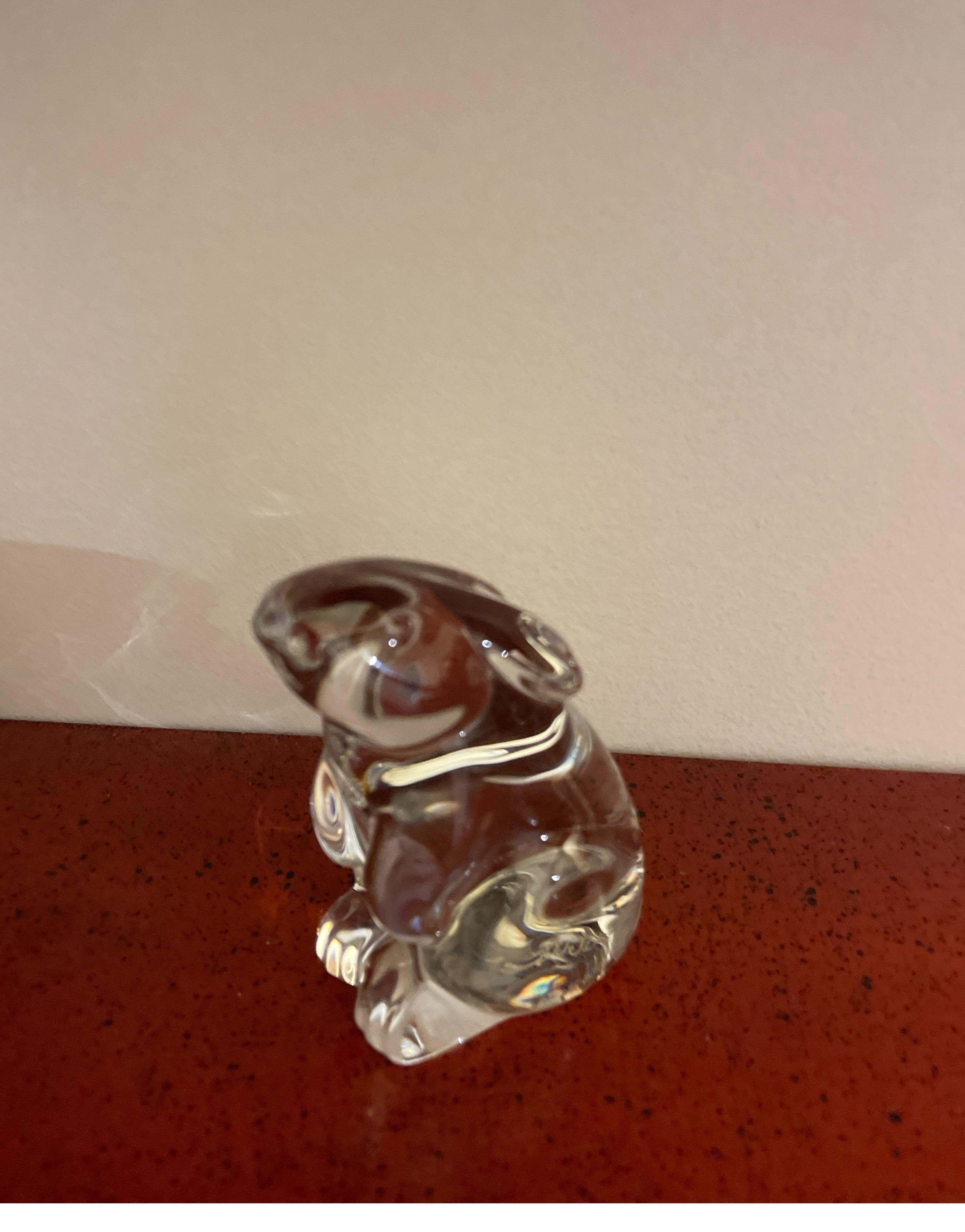 20th Century Small Baccarat Crystal Bunny Figurine For Sale