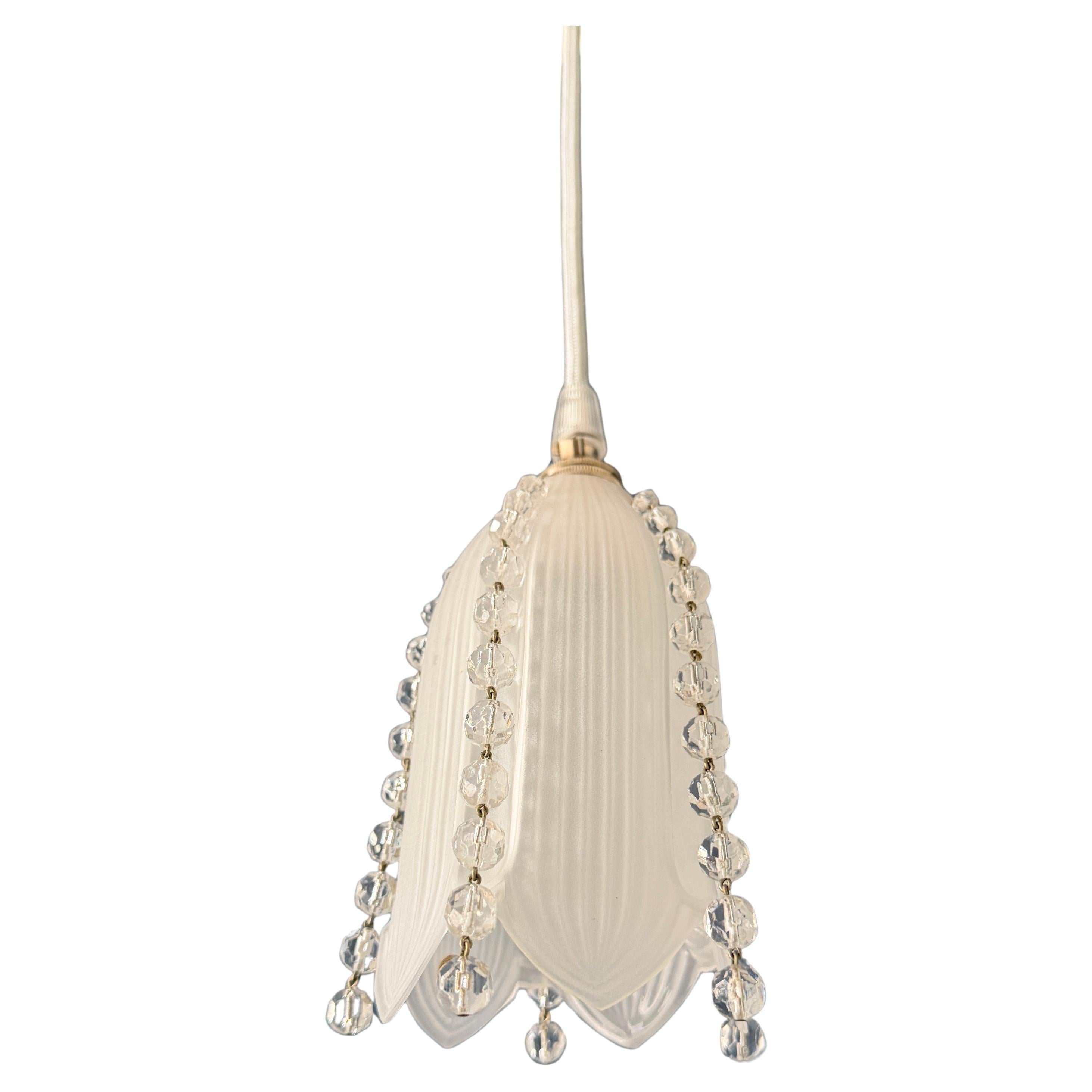 Small Baccarat Crystal Pendants Art Deco Period Adjustable Height to your need For Sale