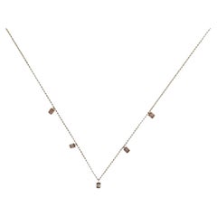 Small Baguette Line Linear Diamond Necklace Pendant