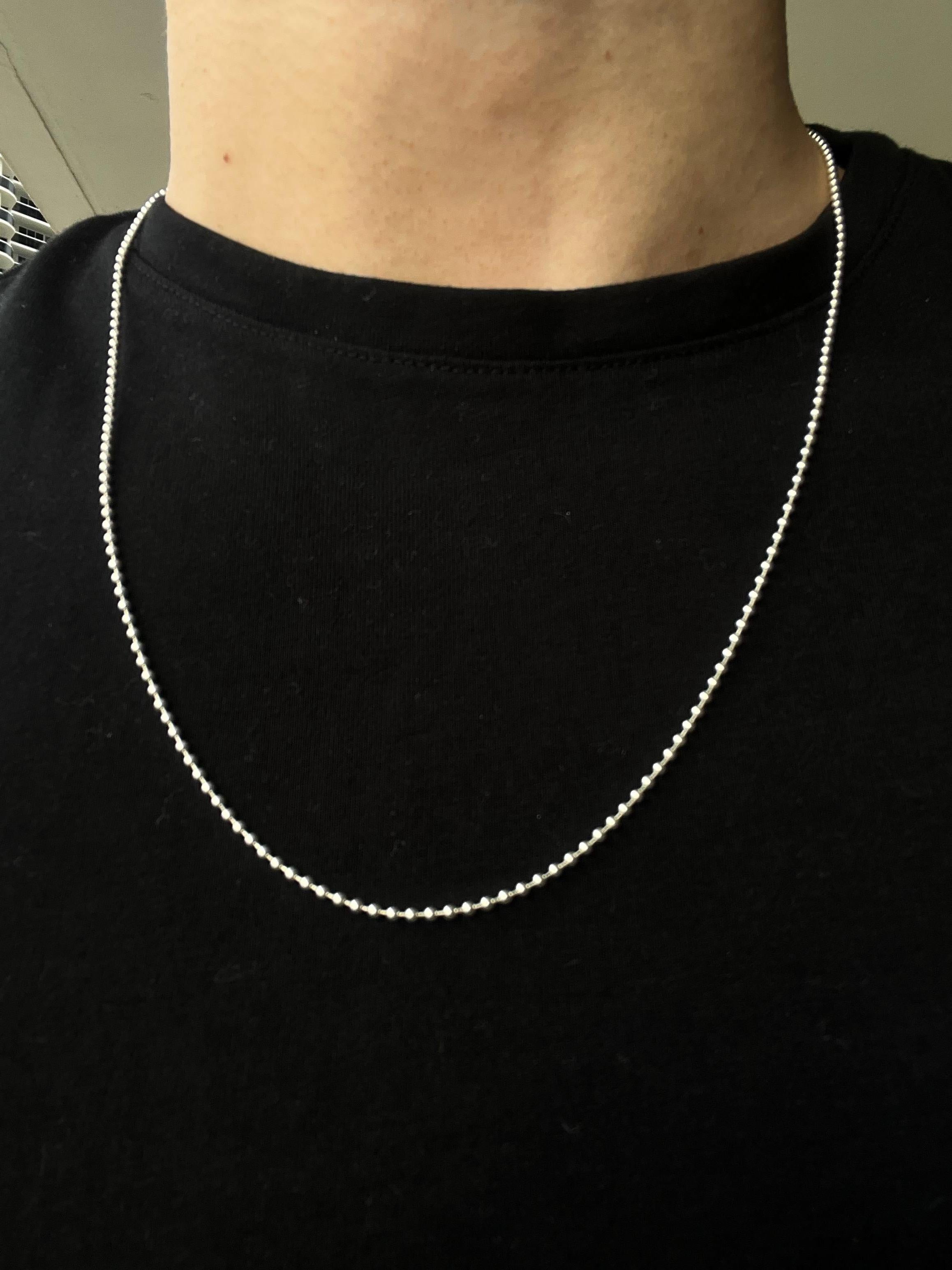 Small Ball Bead Beaded Fancy Dainty Link 925 Sterling Silver Chain Necklace For Sale 7
