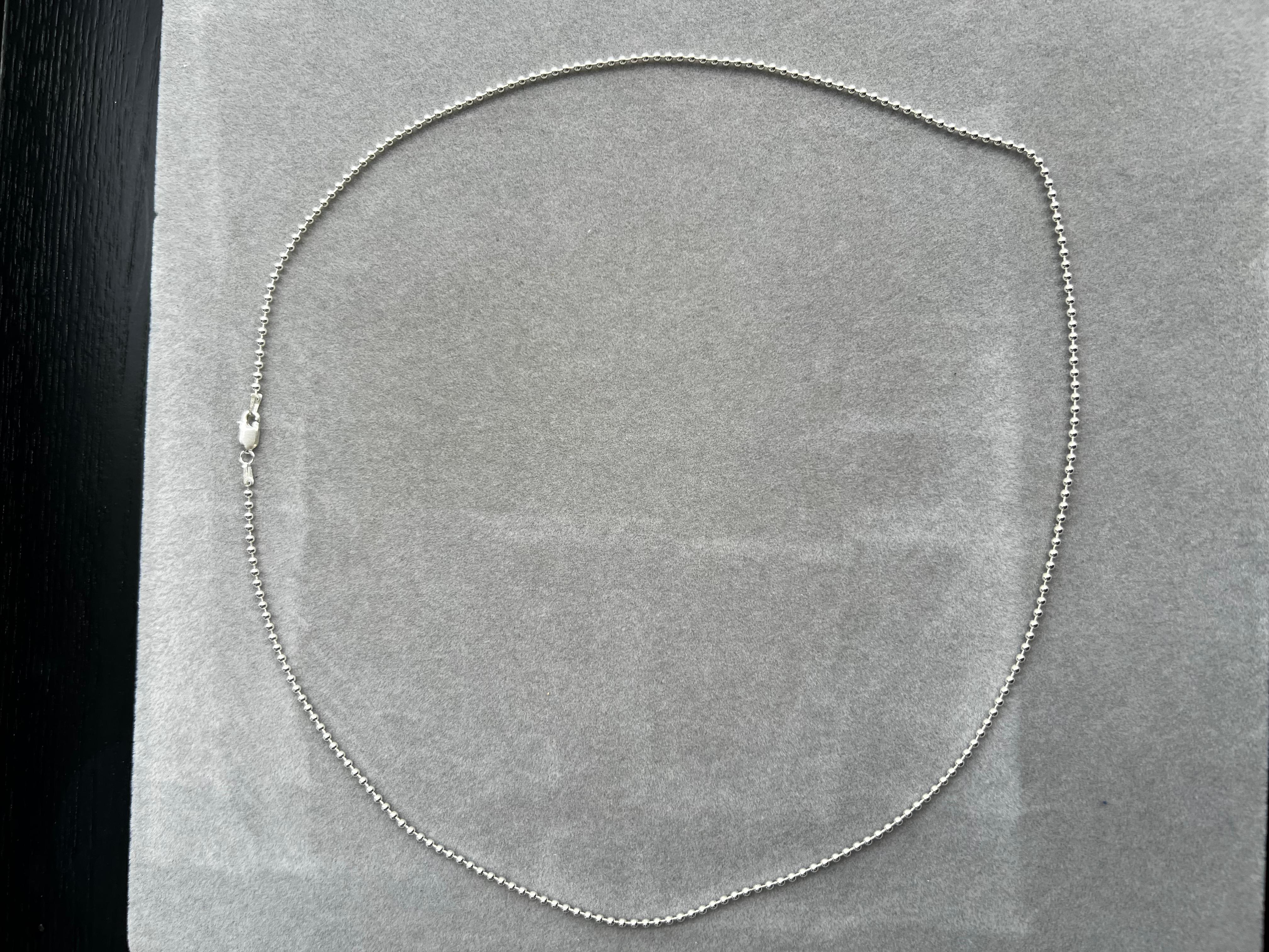Small Ball Bead Beaded Fancy Dainty Link 925 Sterling Silver Chain Necklace For Sale 2