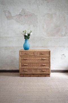 Small Bamboo and Rattan Chest of Drawers – 1980s.